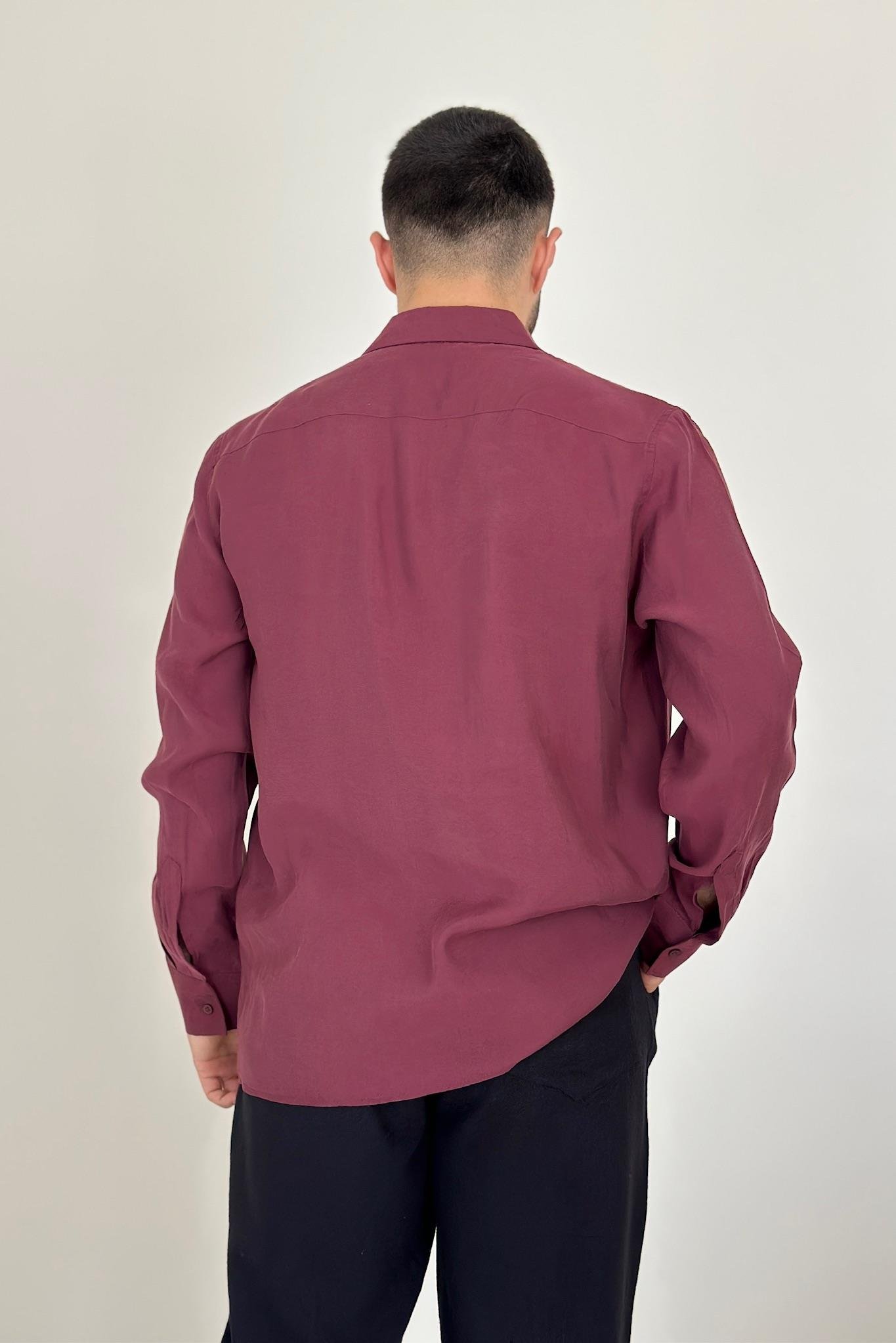 Modal Kumaş Gömlek - Bordo