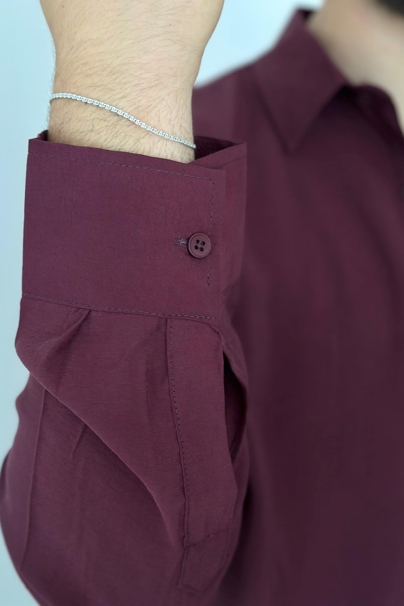 Modal Kumaş Gömlek - Bordo