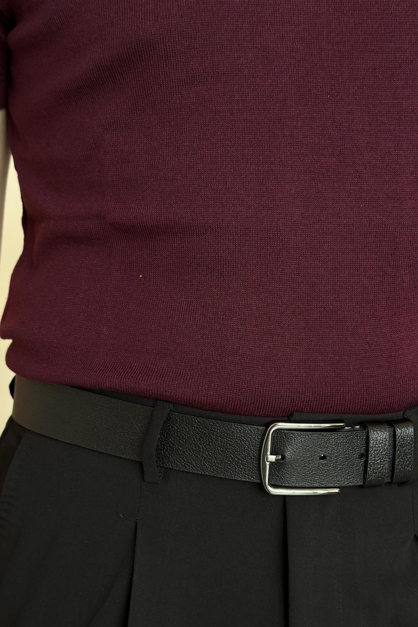 Pamuklu Basic Triko Tişört - Bordo