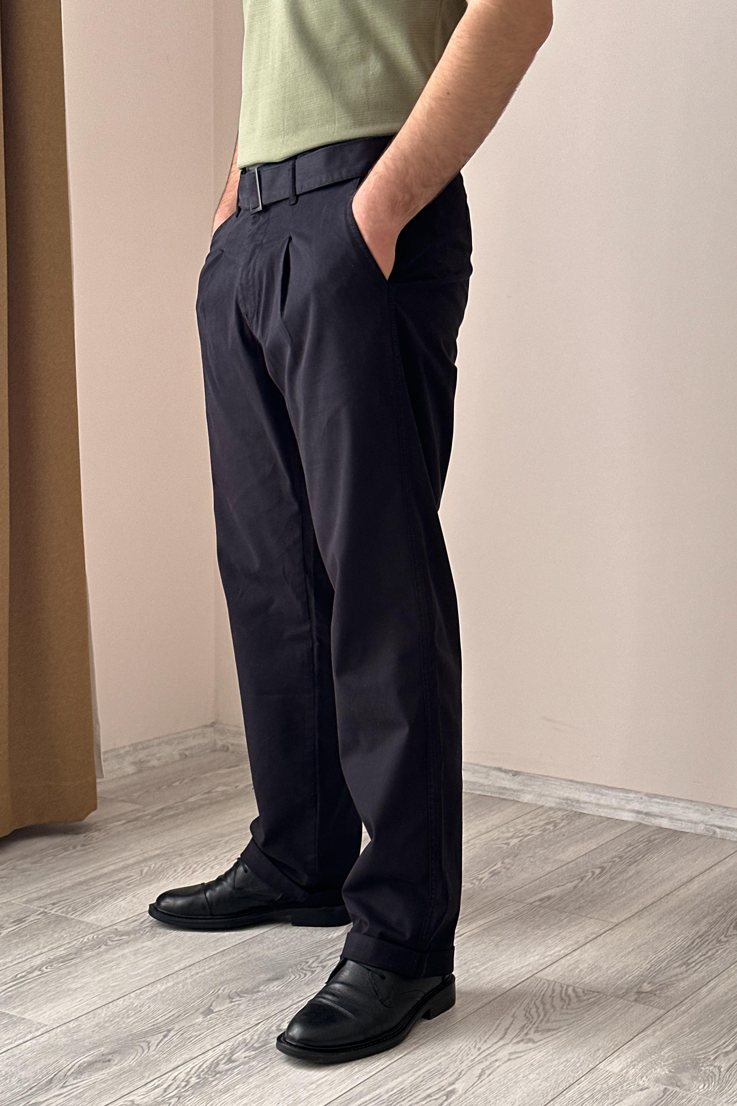 Pileli Gabardin Pantolon - Siyah