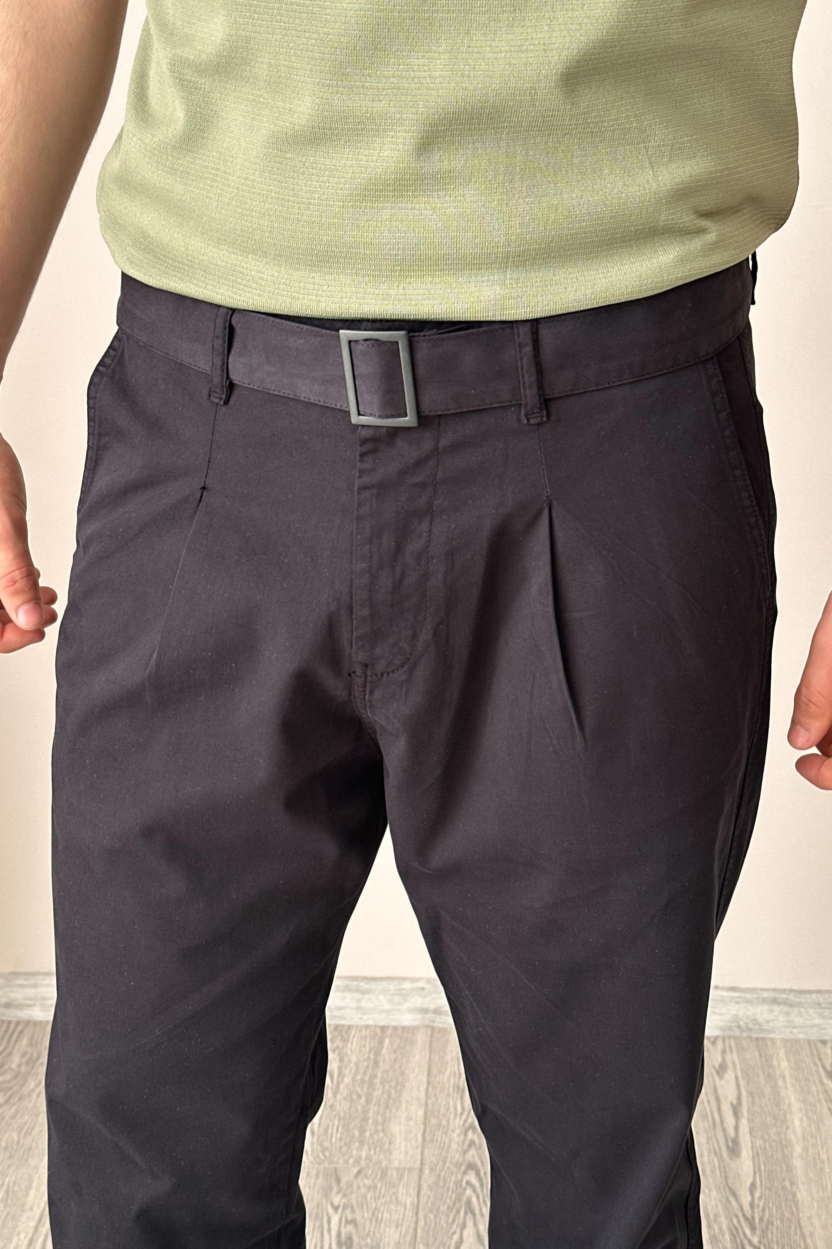 Pileli Gabardin Pantolon - Siyah