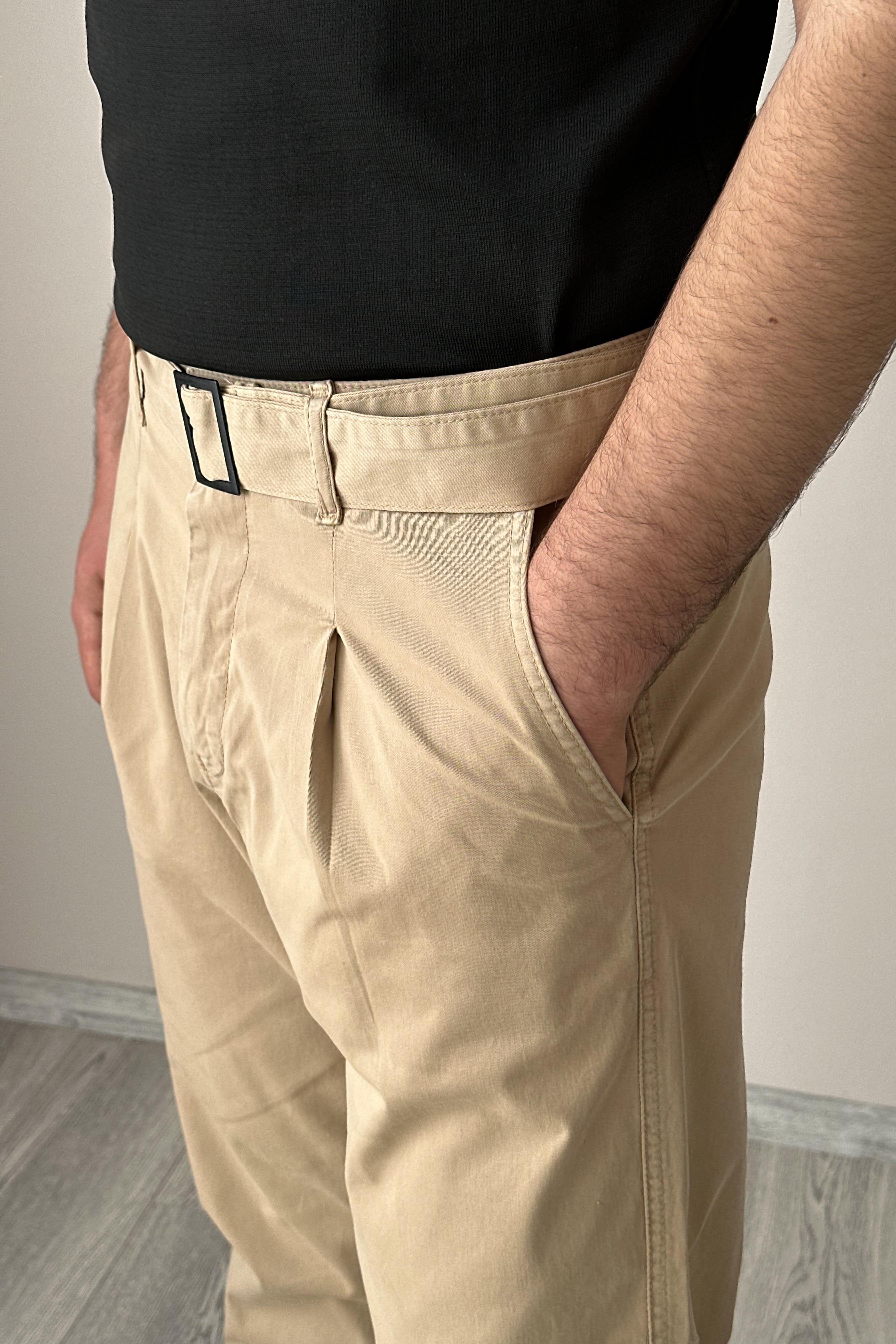 Pileli Gabardin Pantolon - Vizon