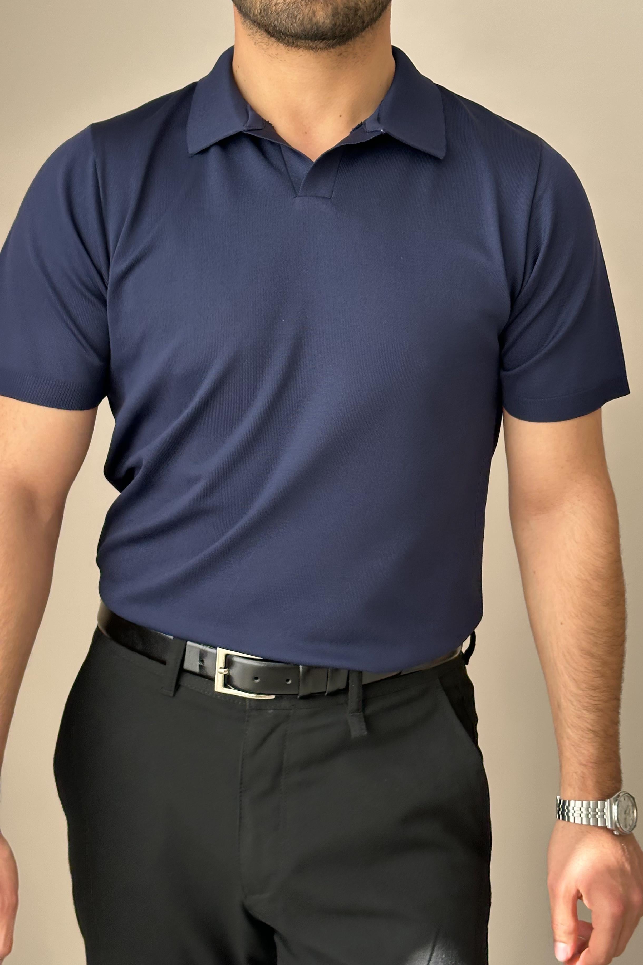 Polo Yaka Kısa Kollu Triko - Lacivert