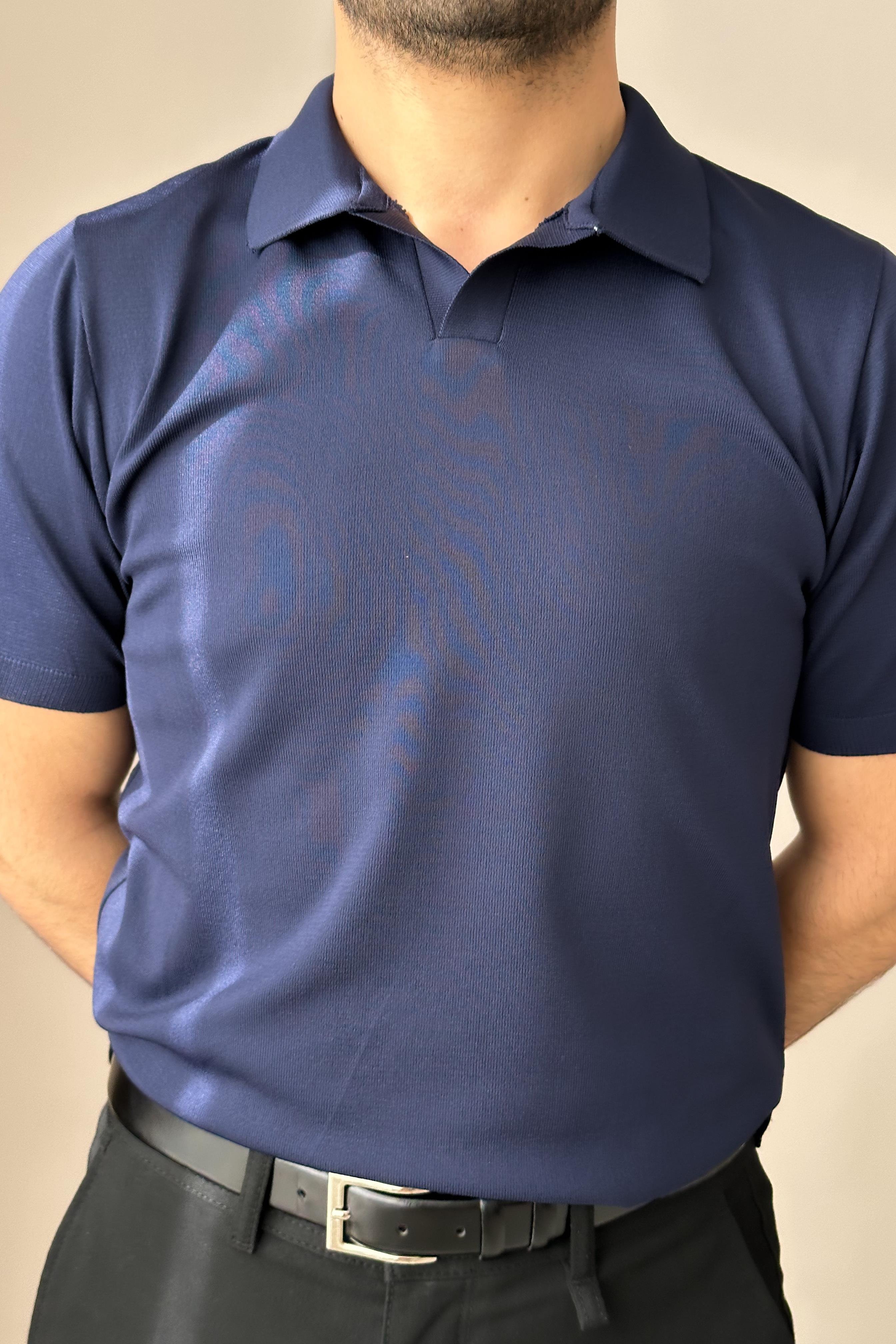 Polo Yaka Kısa Kollu Triko - Lacivert