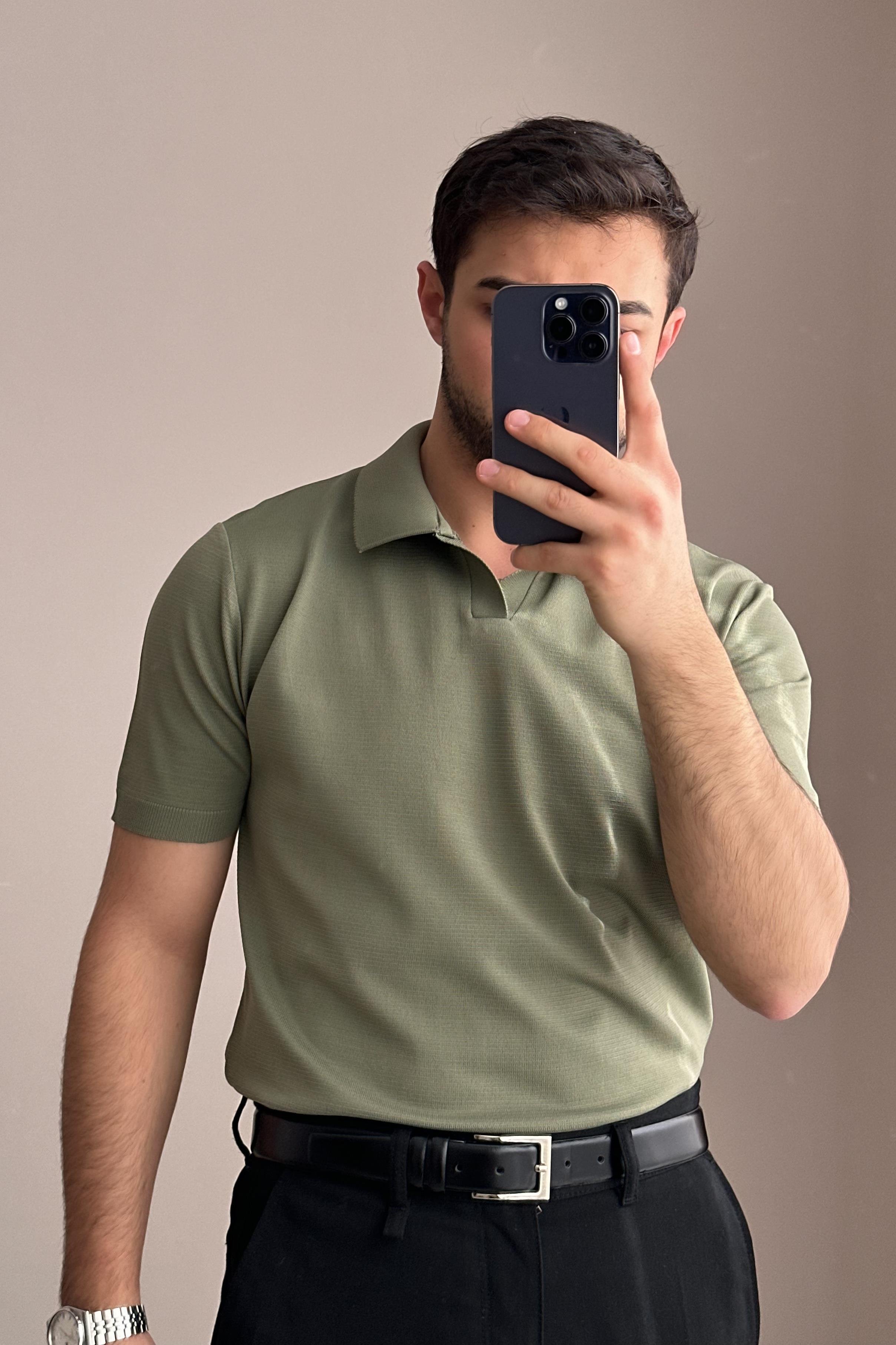 Polo Yaka Kısa Kollu Triko - Yeşil