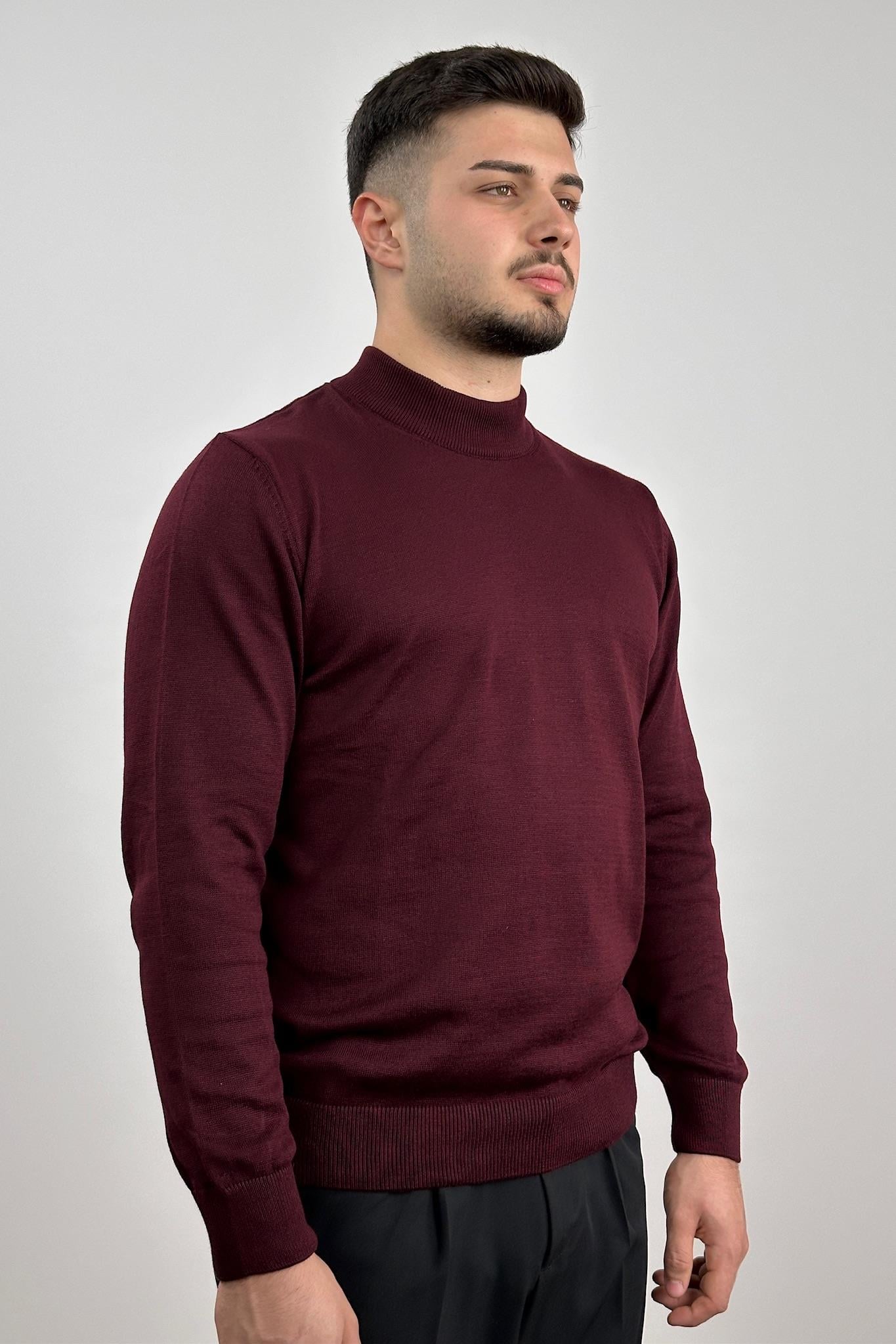 Yarım Balıkçı Yaka Triko - Bordo