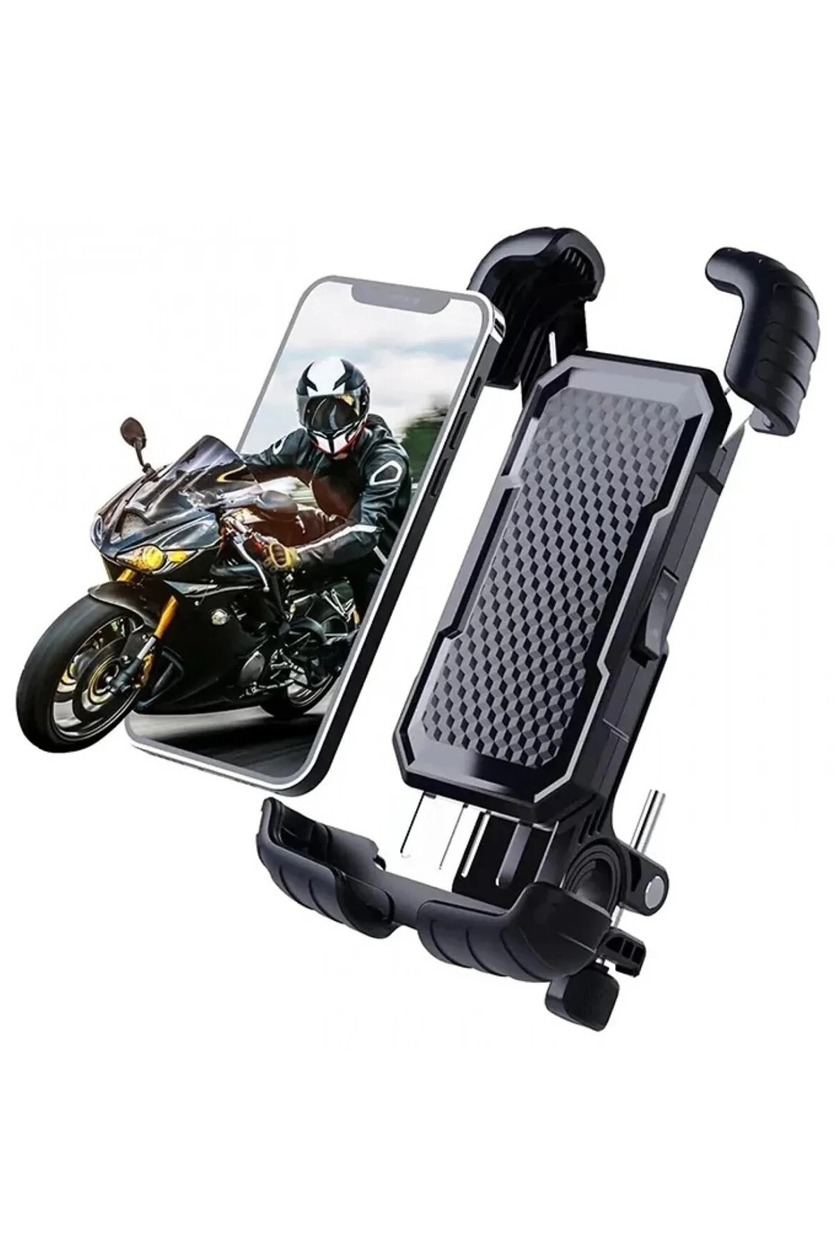 360° Derece Ayarlanabilen Gidon Bağlantılı Bisiklet Motosiklet İçin Abs 4-7.8″ İnç Telefon Tutucu