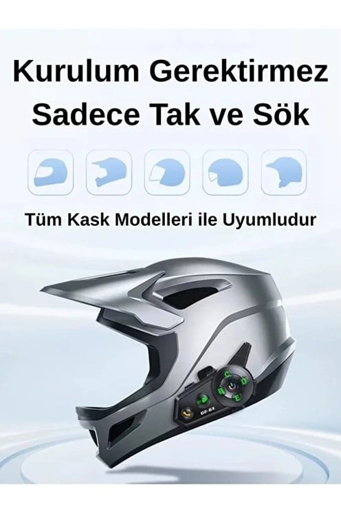 D2-6x 1000m Mesafeli 6 Kanallı İntercom Bluetooth Motosiklet Kask Kulaklığı İntercom Kulaklık