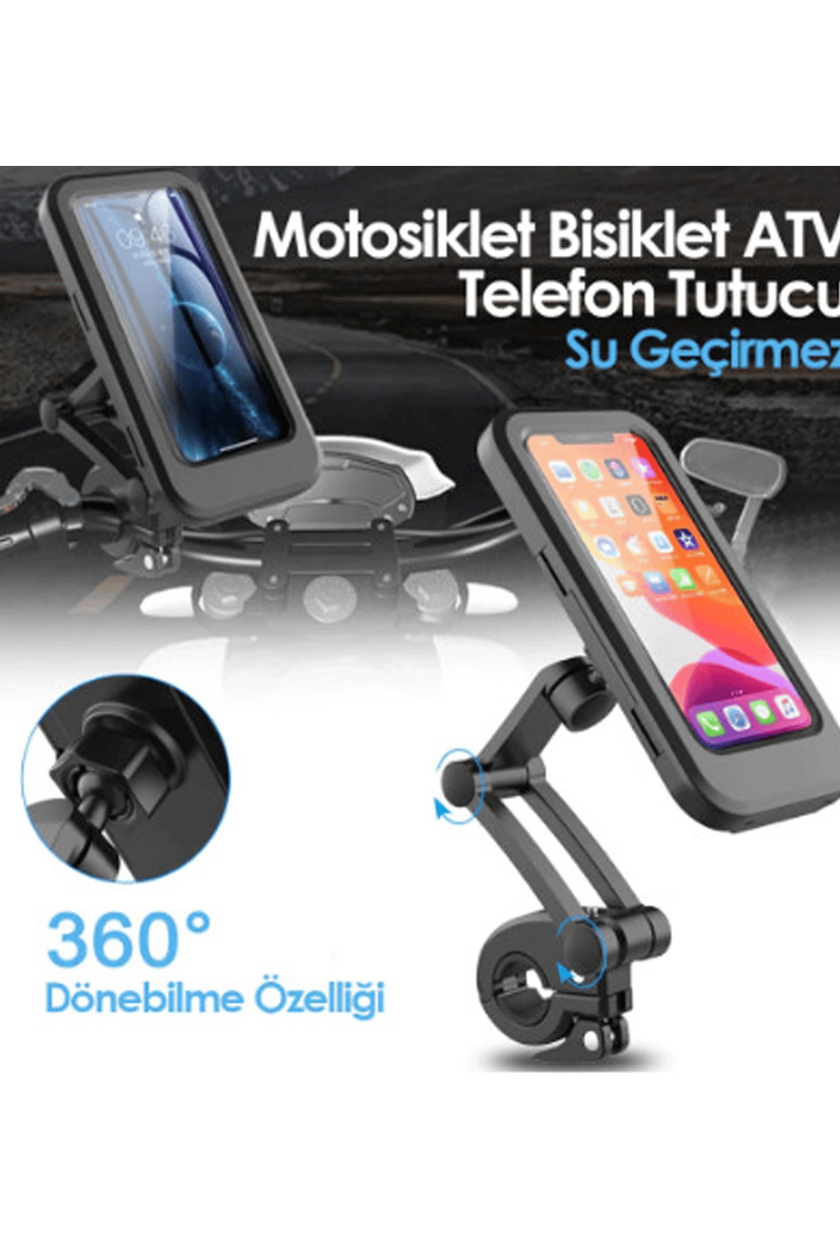 Gidon Bağlantılı Su Geçirmez Mıknatıslı Motorsiklet Telefon Tutucu