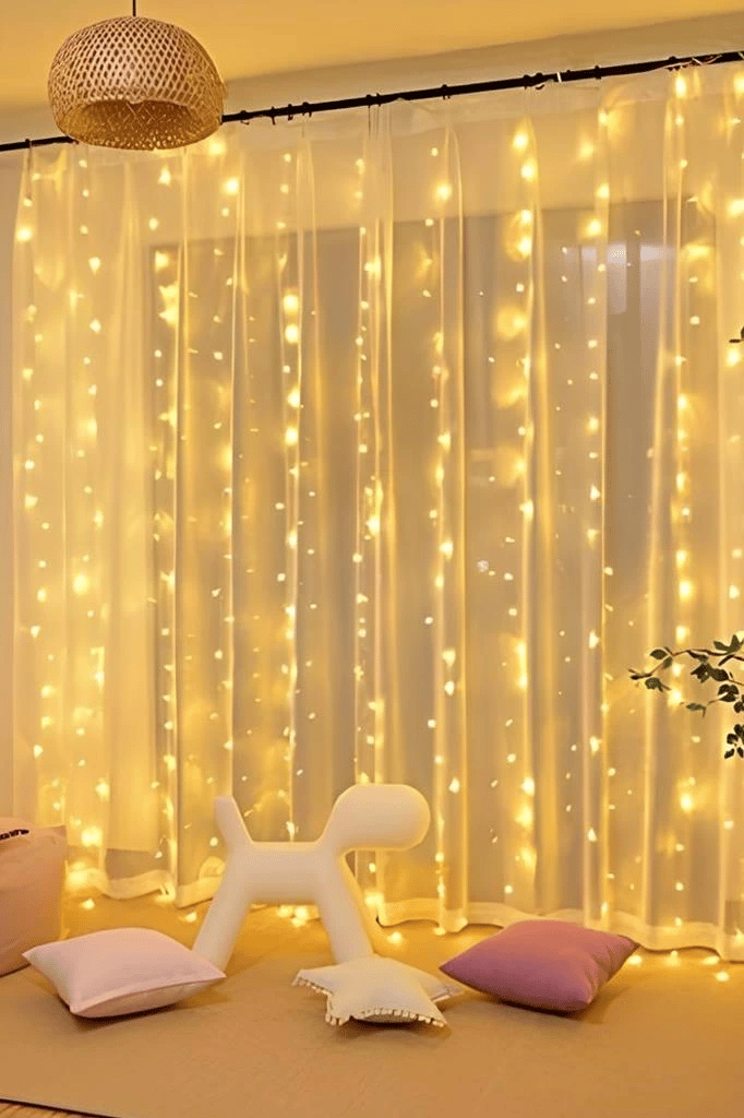 Lw-7 300 Ledli 10 Sarkıt Perde Led Işık, 8 Modlu Uzaktan Kumandalı, 3x3 Metre Peri Telli Led