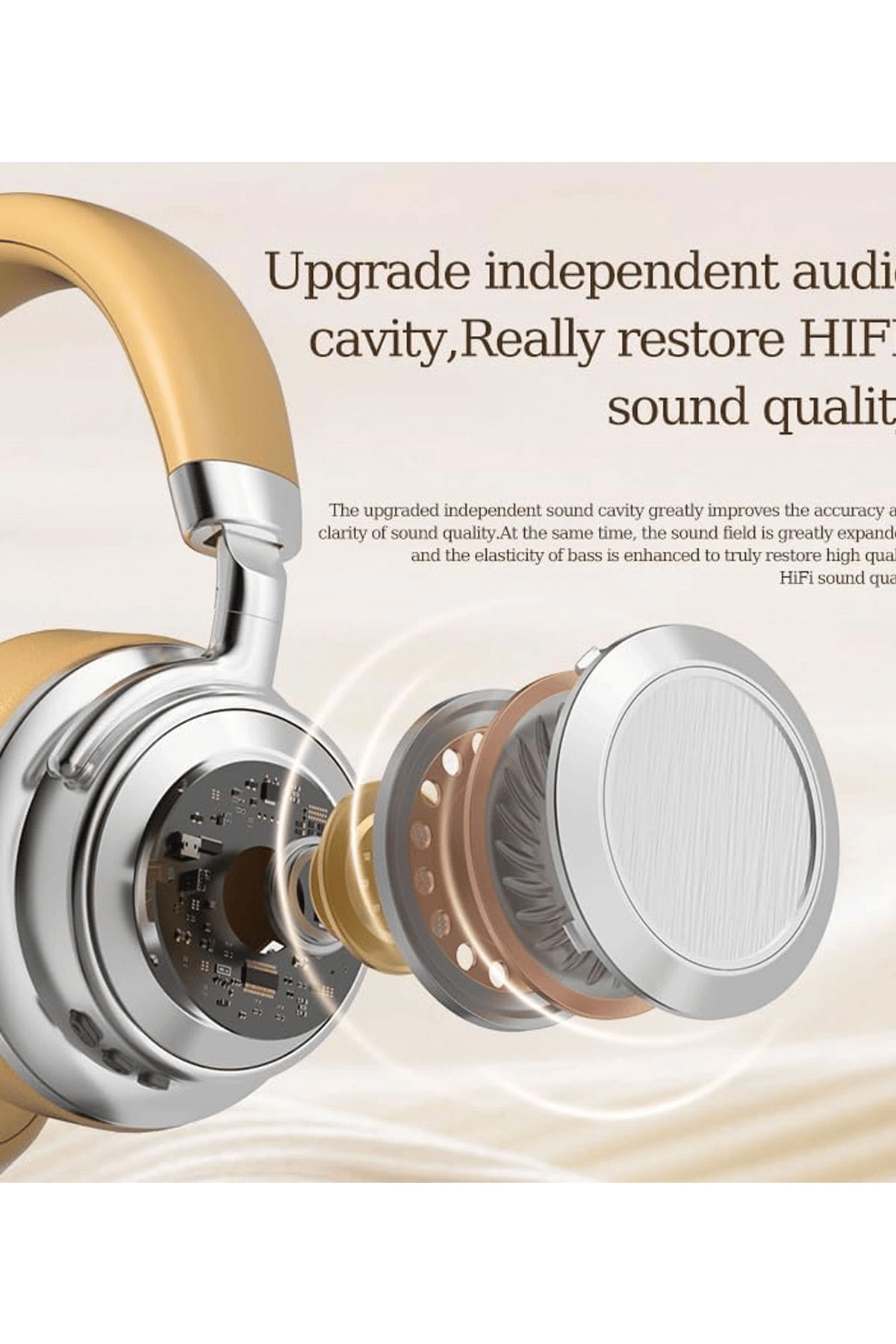 Metal Kulak Üstü Kablosuz Bluetooth Kulaklık Hybrid Anc Type-c Hızlı Şarj Bluetooth 6.0