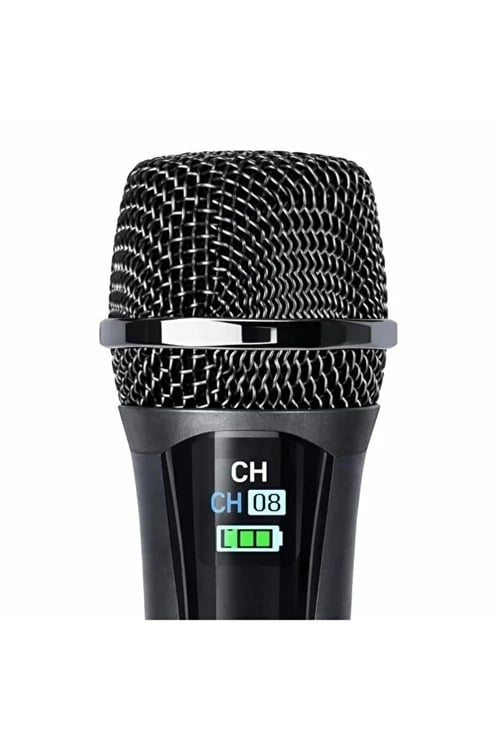 Profesyonel Çiftli Kablosuz Mikrofon Seti Karaoke Şarj Edilebilir 50 Metre