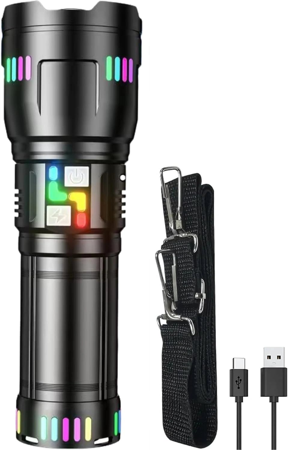 Ps-2003 Ultra Parlak Su Geçirmez Zoomlu Güçlü 200w 30000 Lümen Şarjlı Bekçi Avcı Kamp El Feneri