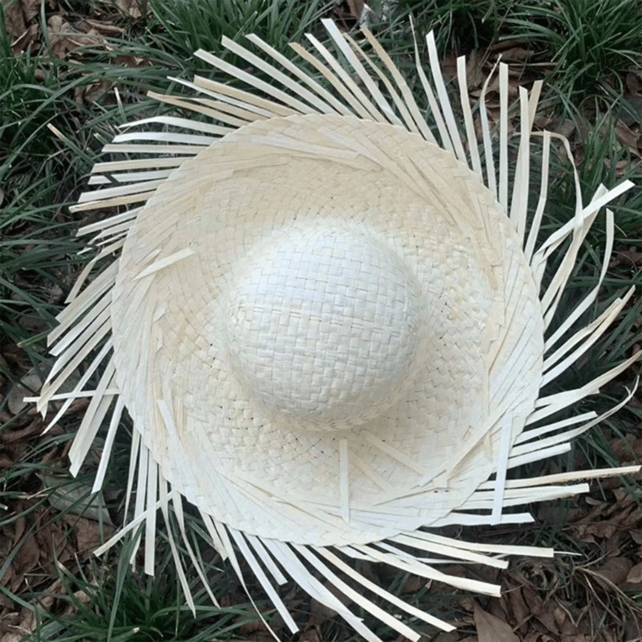 Tropikal Parti Beyaz Hasır Hawaii Şapkası 13x36 Cm