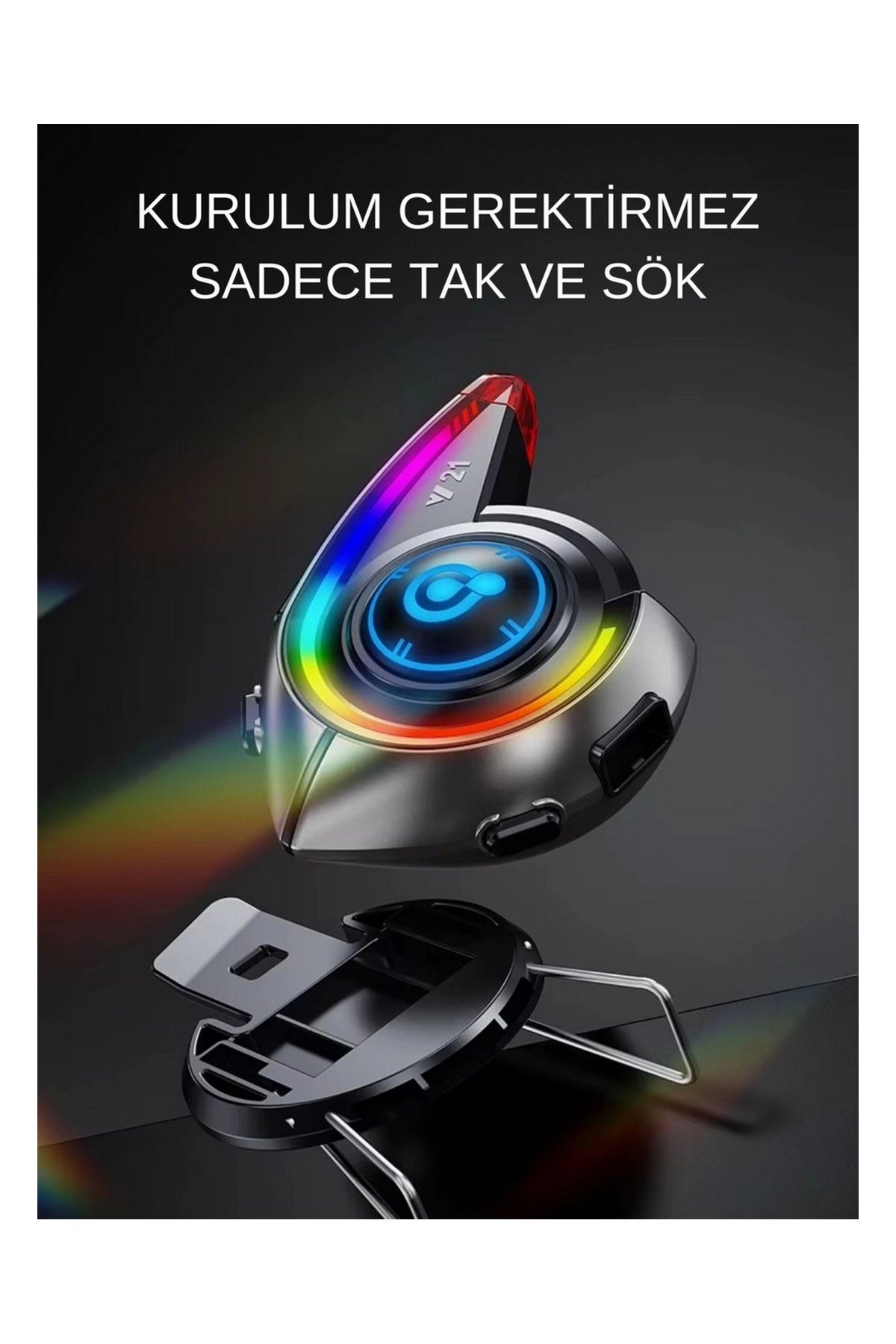 Y21 Rgb Işık Efektli Intercom Bluetooth Motosiklet Kask Kulaklığı Intercom Kulaklık