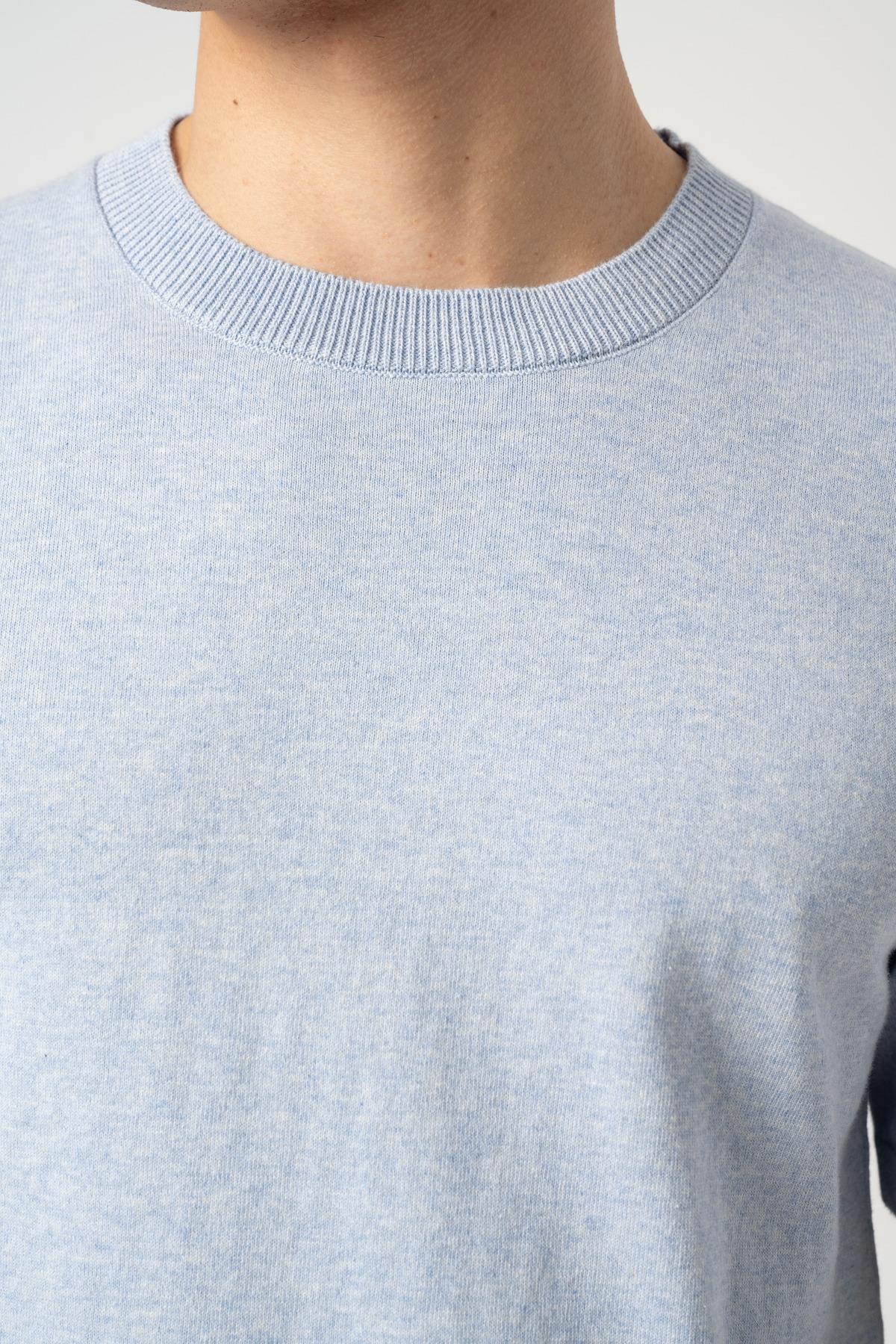 Triko Bisiklet Yaka Tshirt %100 Pamuk Açık Mavi