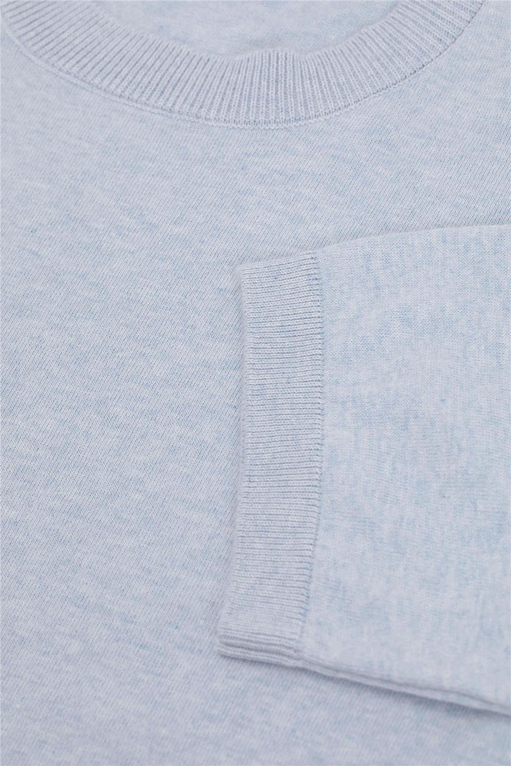 Triko Bisiklet Yaka Tshirt %100 Pamuk Açık Mavi