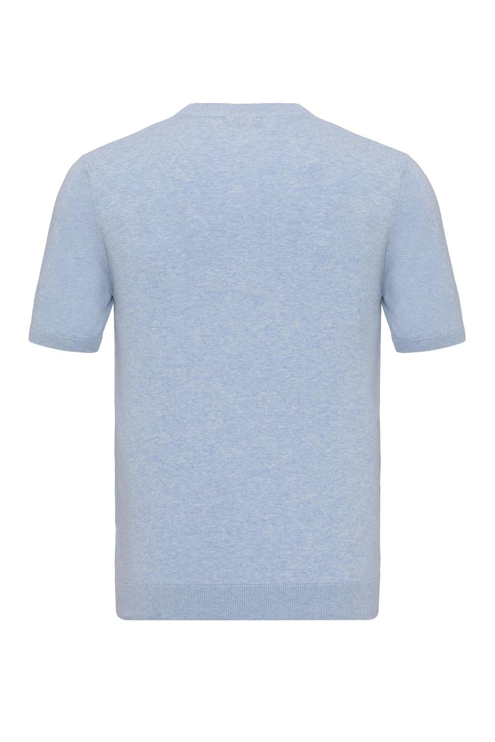 Triko Bisiklet Yaka Tshirt %100 Pamuk Açık Mavi
