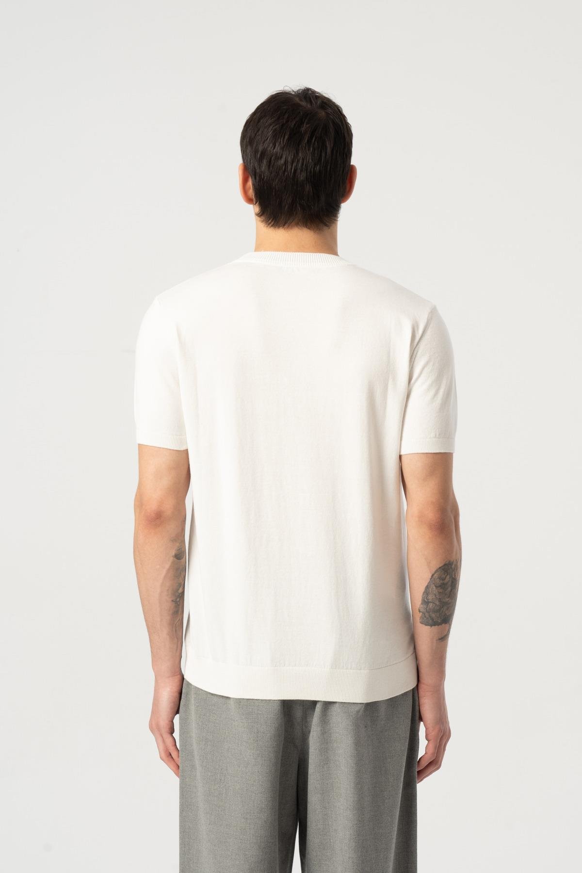 Triko Bisiklet Yaka Tshirt %100 Pamuk Beyaz
