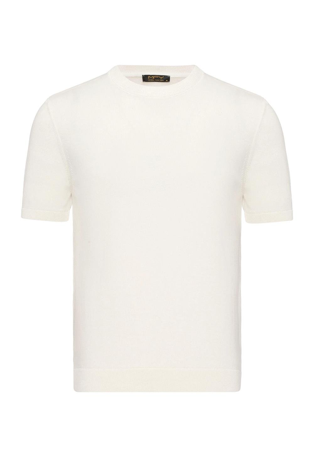 Triko Bisiklet Yaka Tshirt %100 Pamuk Beyaz