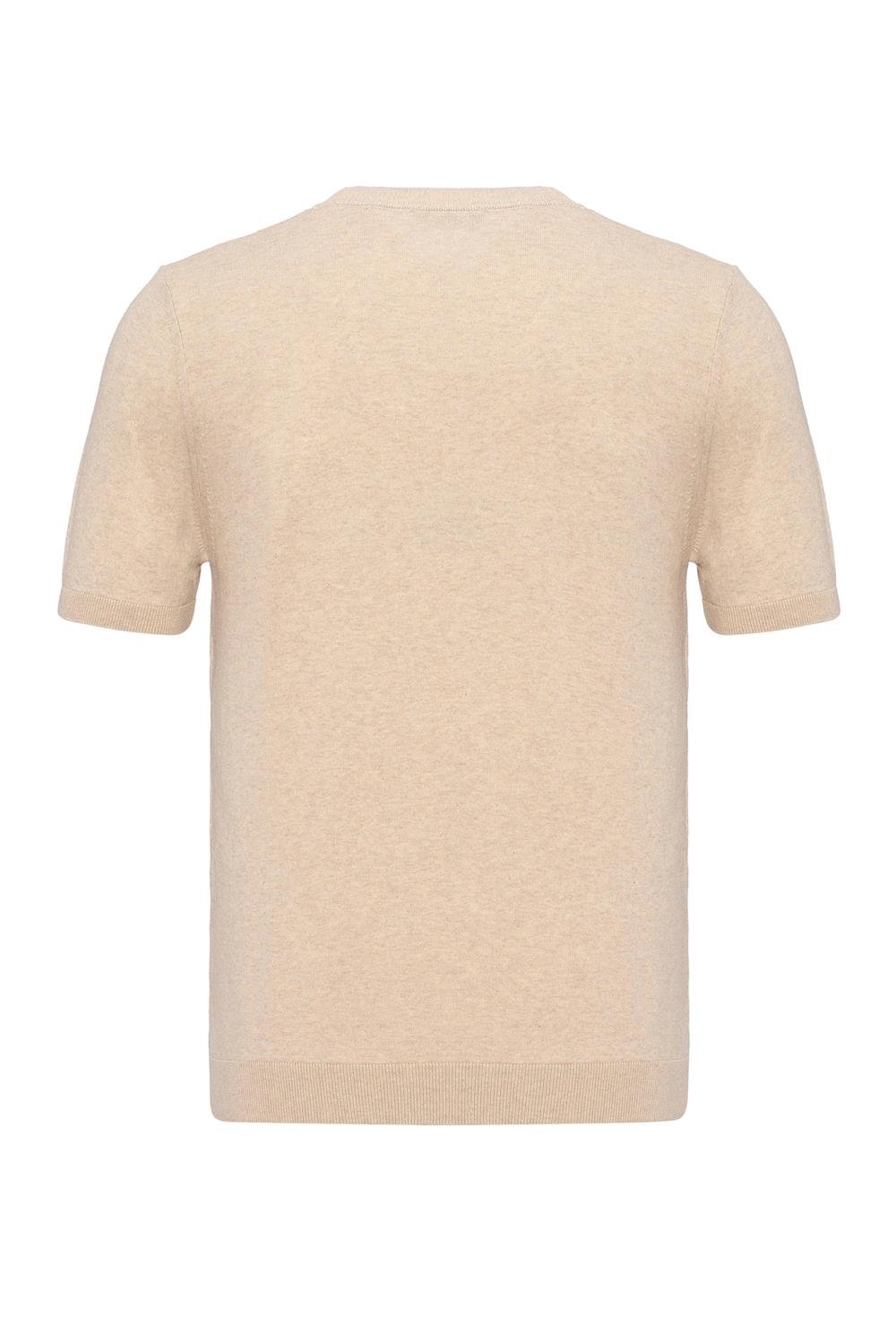 Triko Bisiklet Yaka Tshirt %100 Pamuk Bej