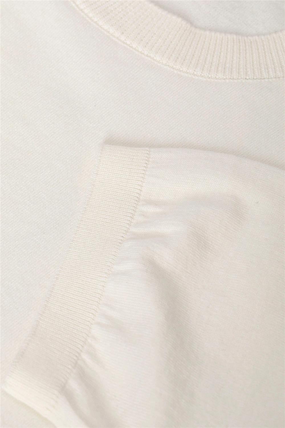 Triko Bisiklet Yaka Tshirt %100 Pamuk Beyaz
