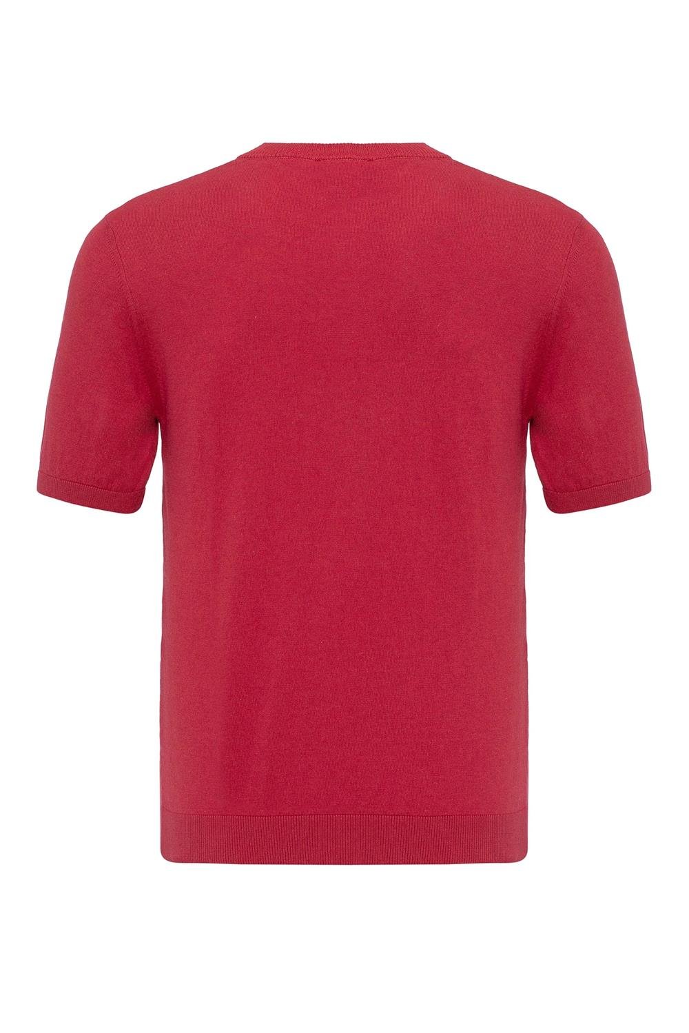 Triko Bisiklet Yaka Tshirt %100 Pamuk Kırmızı
