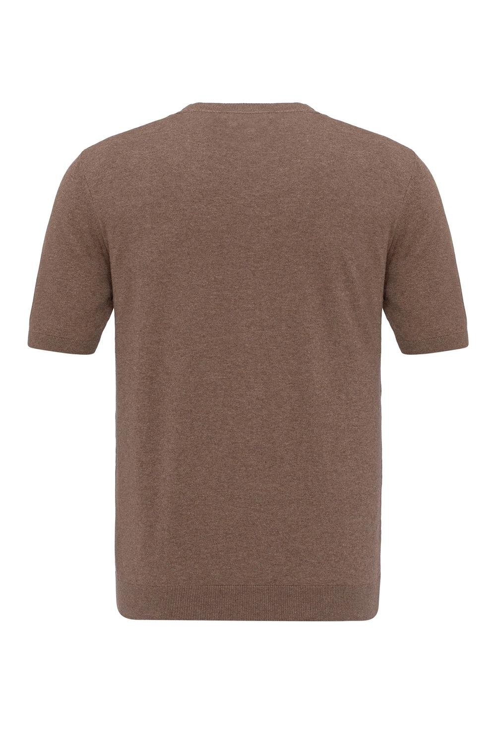Triko Bisiklet Yaka Tshirt %100 Pamuk Kahve