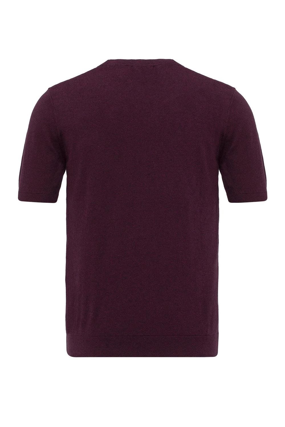 Triko Bisiklet Yaka Tshirt %100 Pamuk Mor