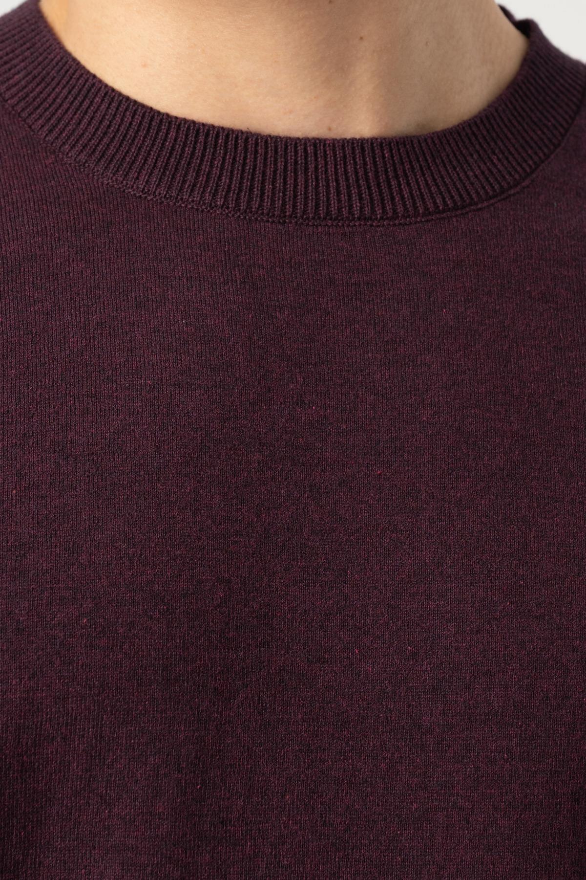 Triko Bisiklet Yaka Tshirt %100 Pamuk Mor