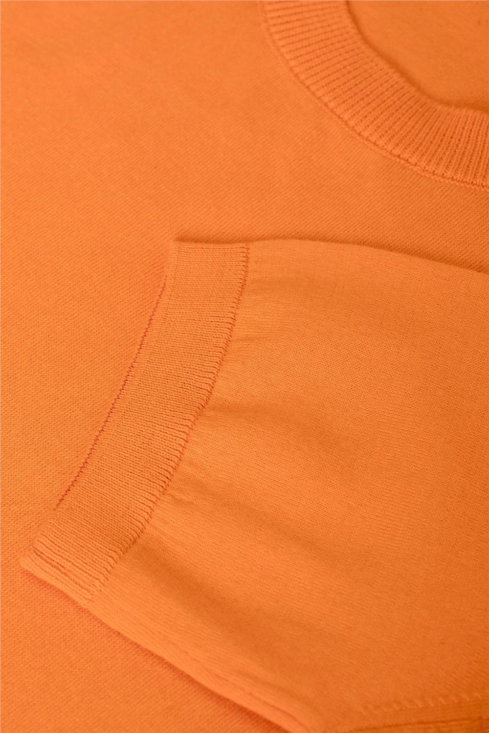 Triko Bisiklet Yaka Tshirt %100 Pamuk Oranj