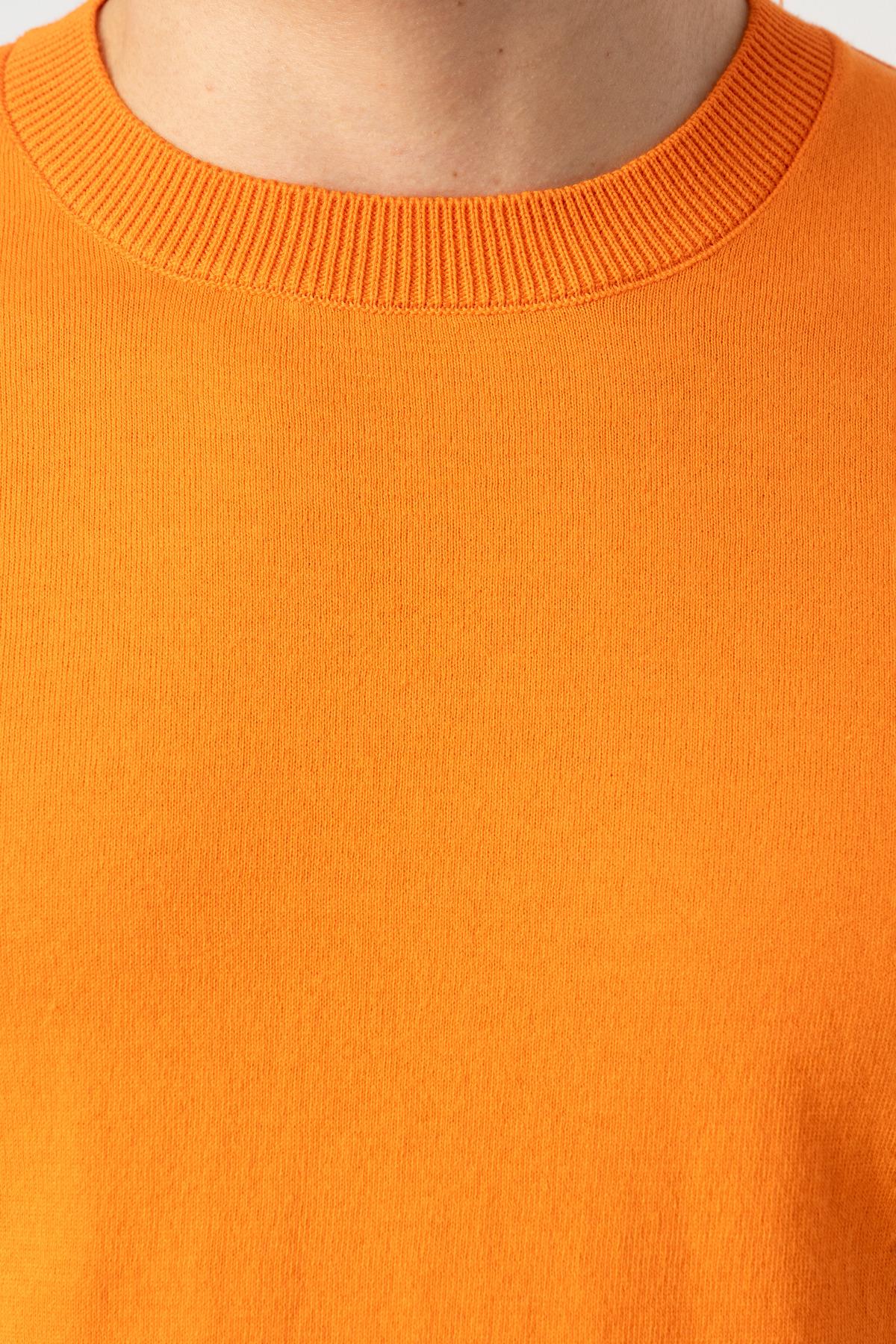 Triko Bisiklet Yaka Tshirt %100 Pamuk Oranj