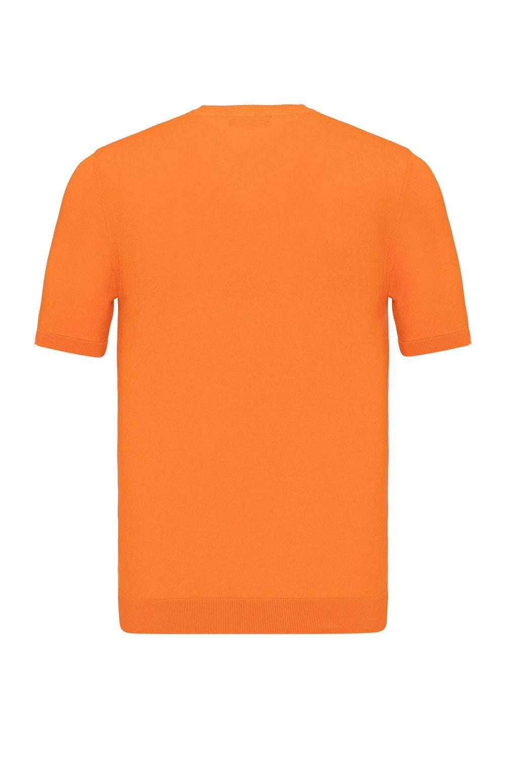 Triko Bisiklet Yaka Tshirt %100 Pamuk Oranj