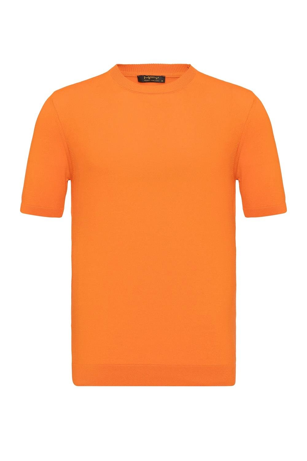 Triko Bisiklet Yaka Tshirt %100 Pamuk Oranj