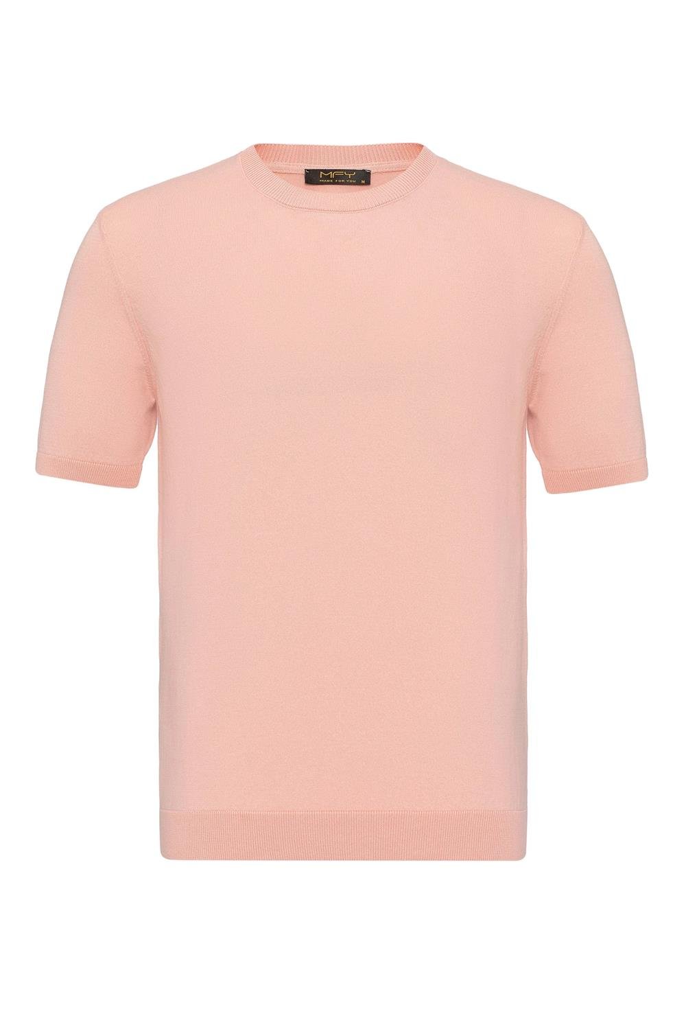 Triko Bisiklet Yaka Tshirt %100 Pamuk Pembe