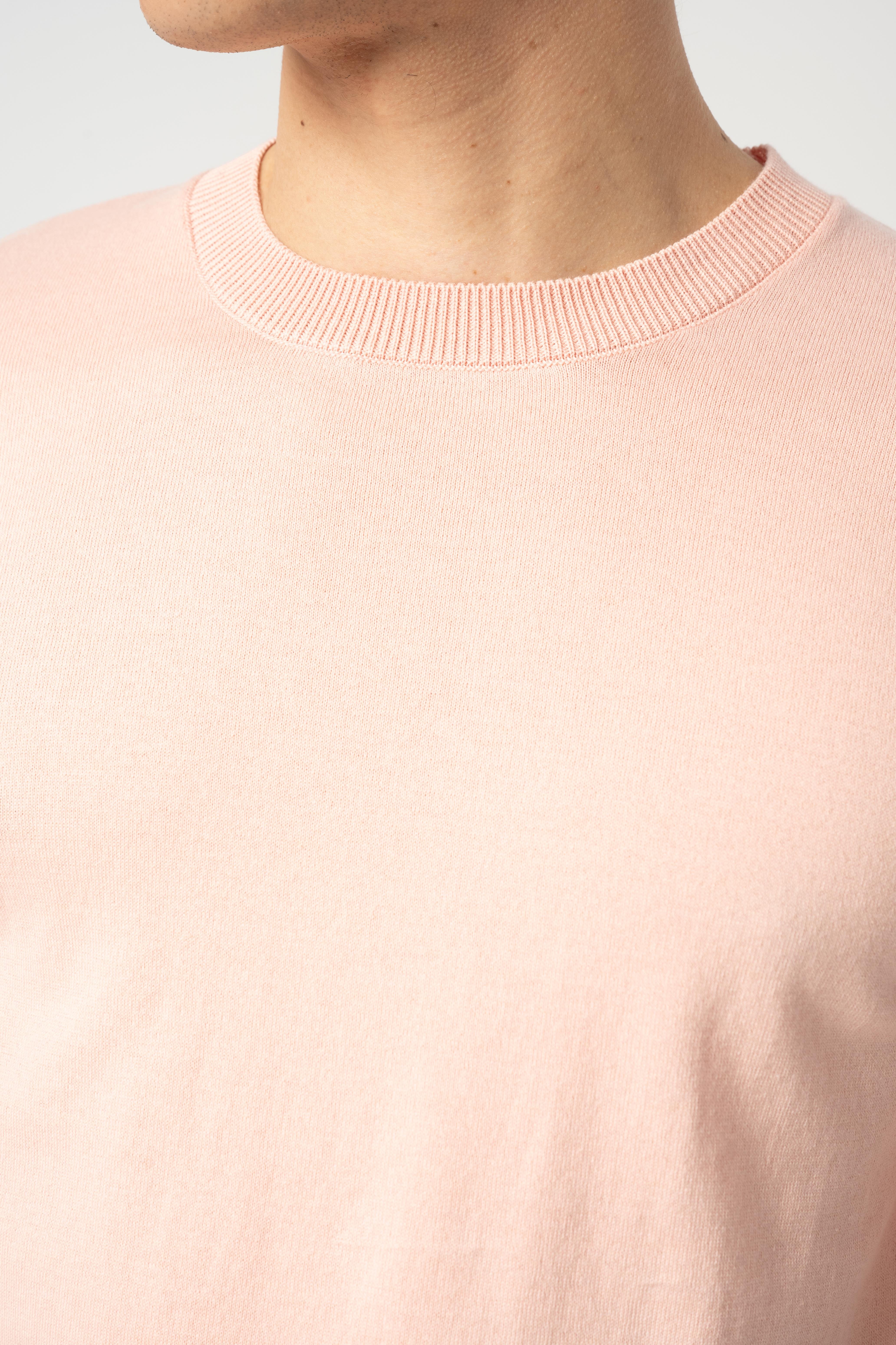 Triko Bisiklet Yaka Tshirt %100 Pamuk Pembe