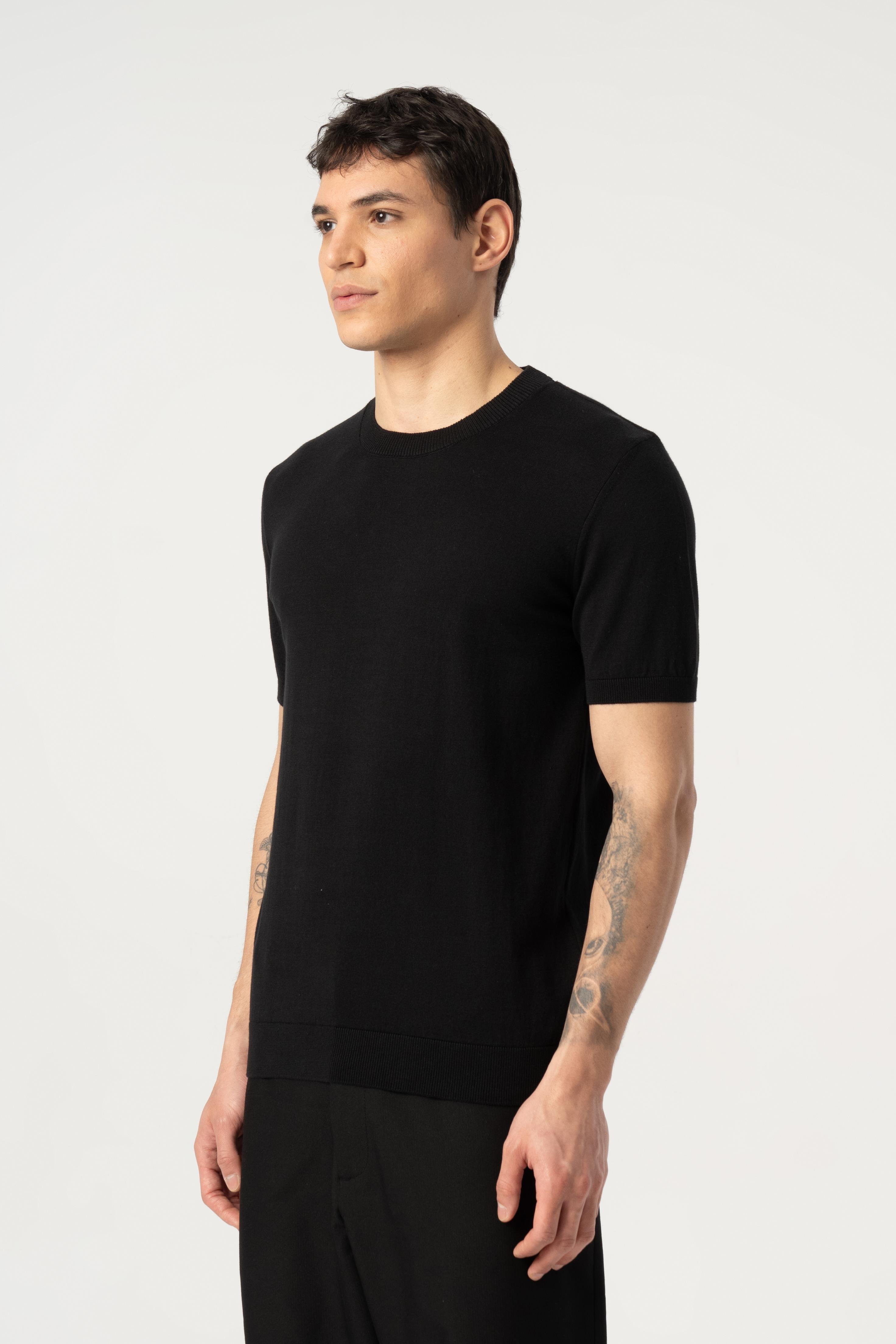 Triko Bisiklet Yaka Tshirt %100 Pamuk Siyah