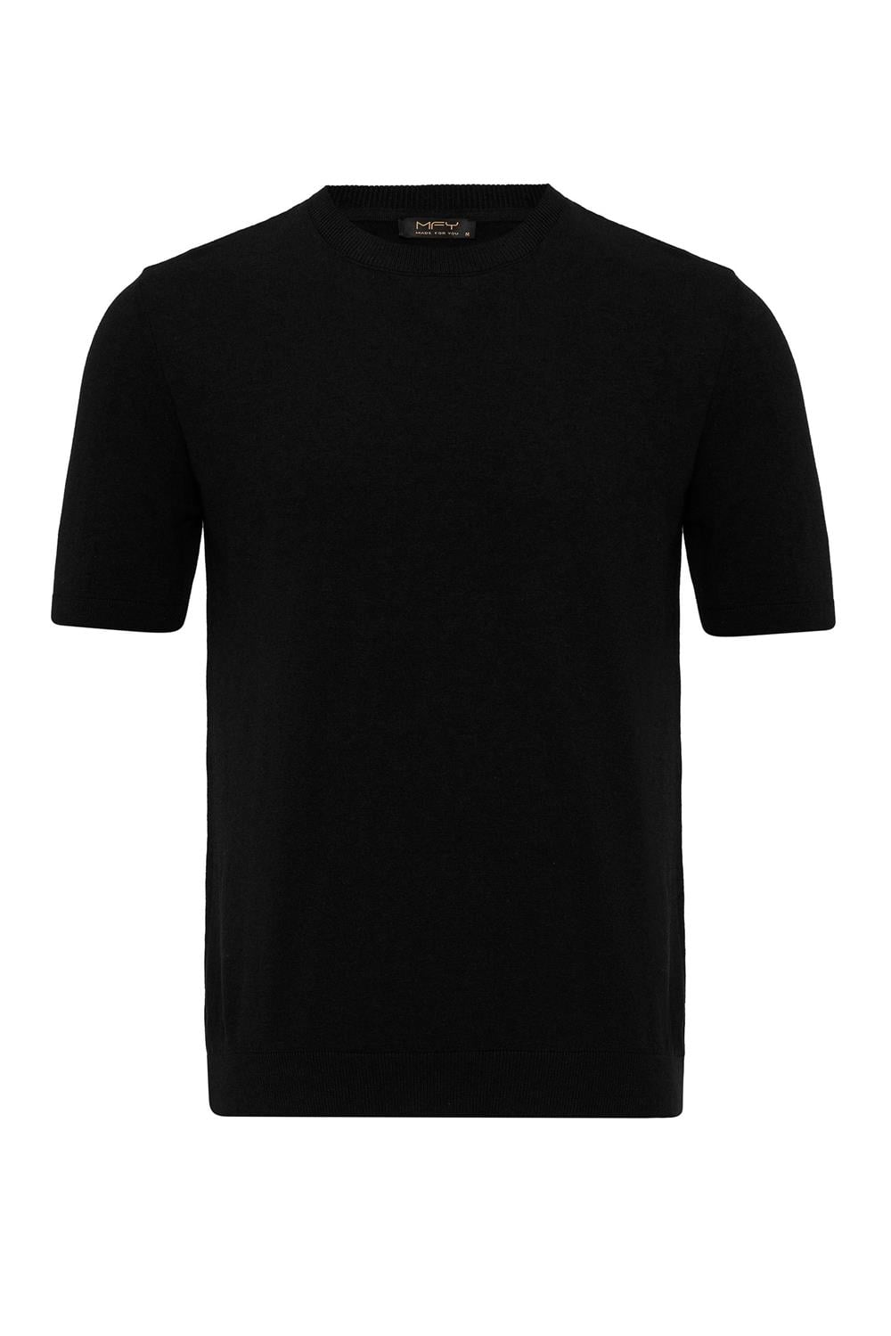Triko Bisiklet Yaka Tshirt %100 Pamuk Siyah
