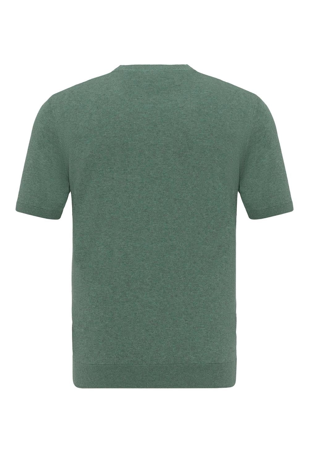 Triko Bisiklet Yaka Tshirt %100 Pamuk Yeşil