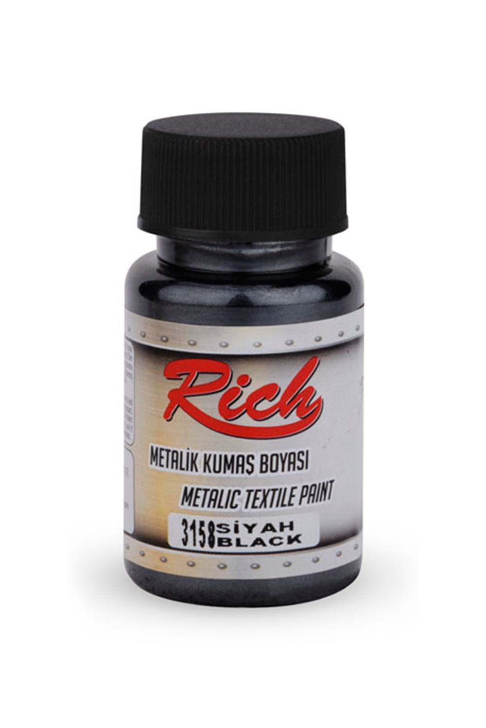 AKRİLİK KUMAŞ BOYASI METALİK - SİYAH 050ml