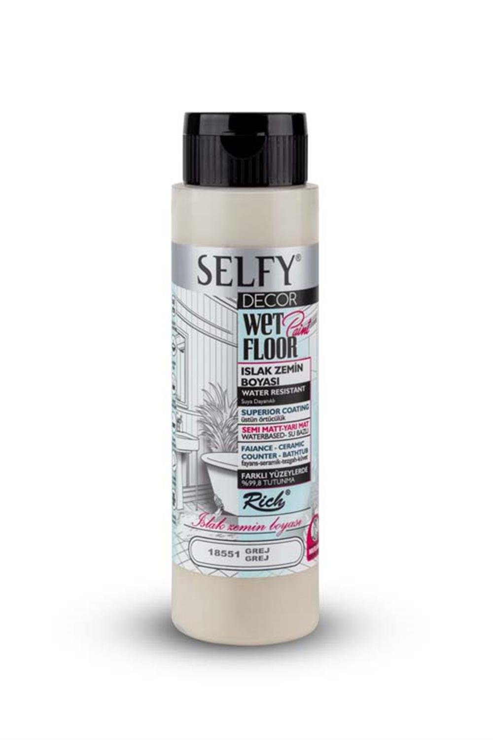 SELFY DECOR ISLAK ZEMİN BOYASI GREJ 500ml