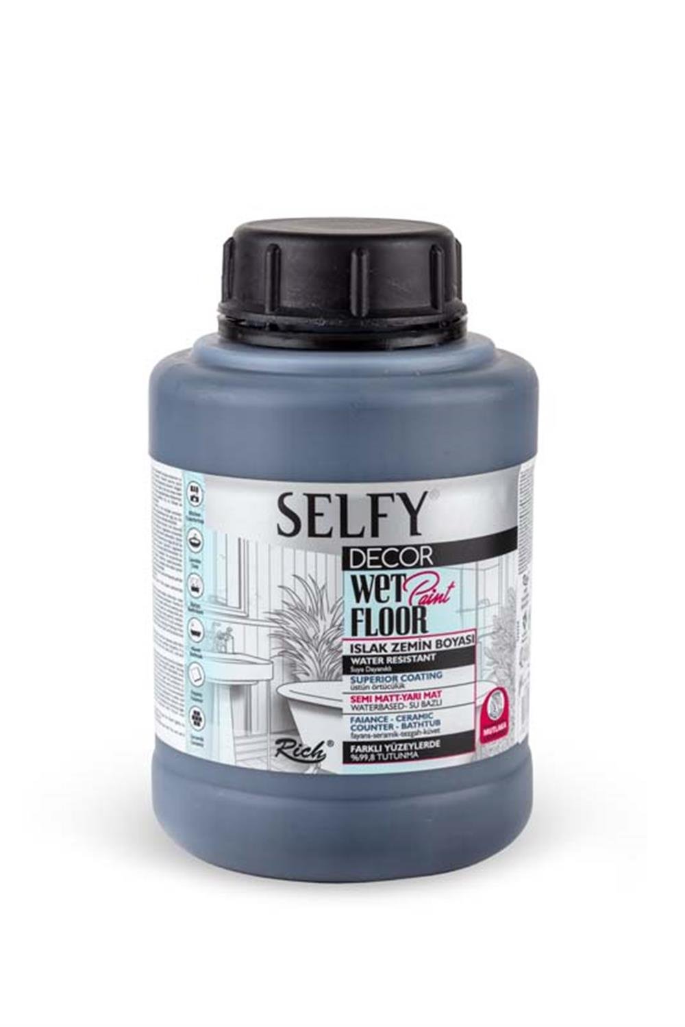 SELFY DECOR ISLAK ZEMİN BOYASI SİYAH  1250ml