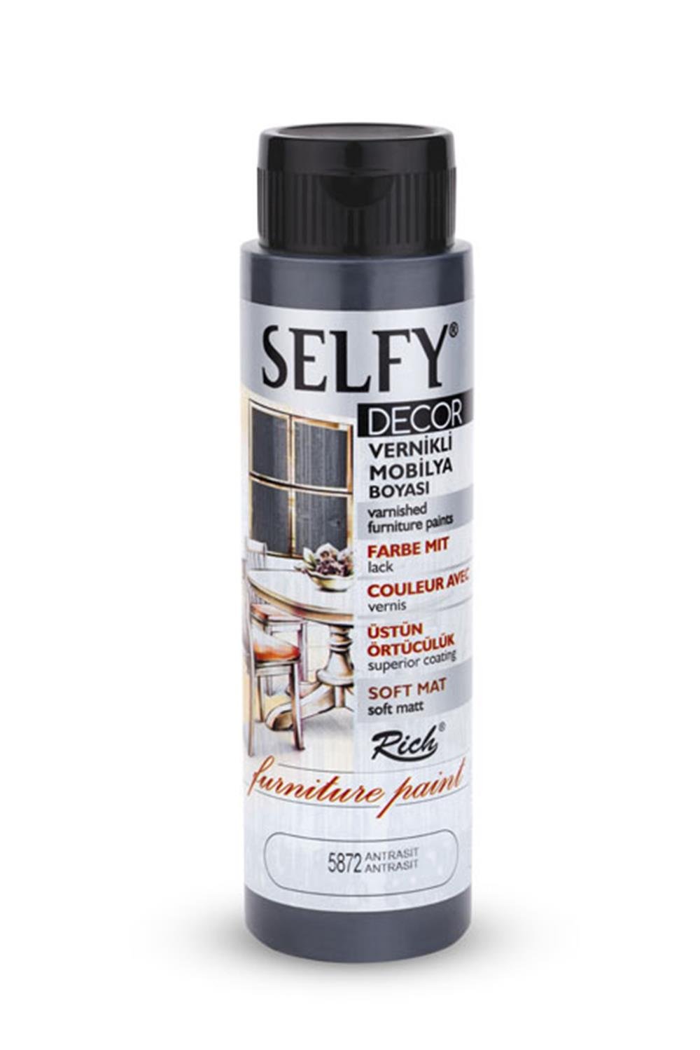 SELFY DECOR MOBİLYA BOYASI - ANTRASİT 500ml
