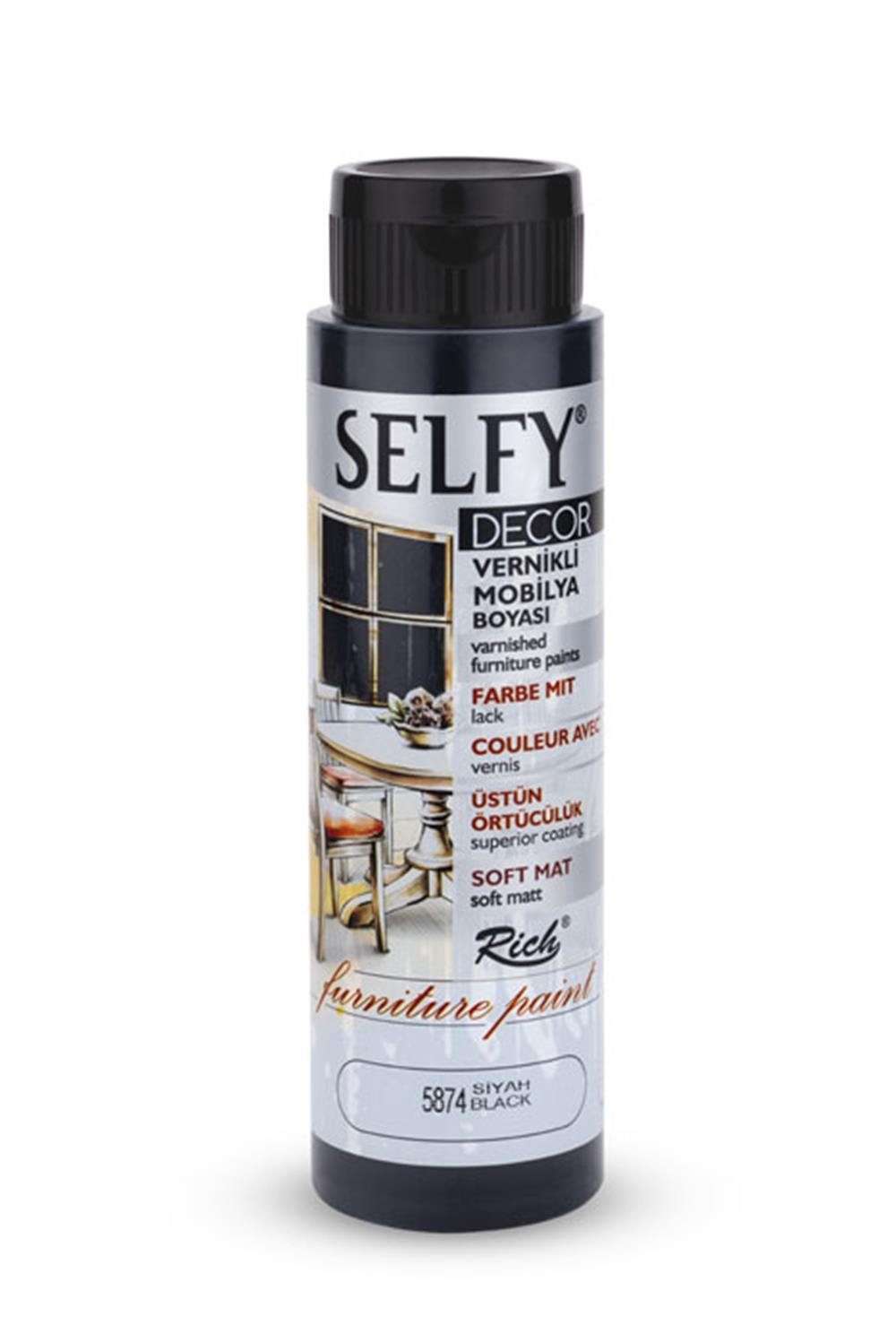 SELFY DECOR MOBİLYA BOYASI - SİYAH  500ml