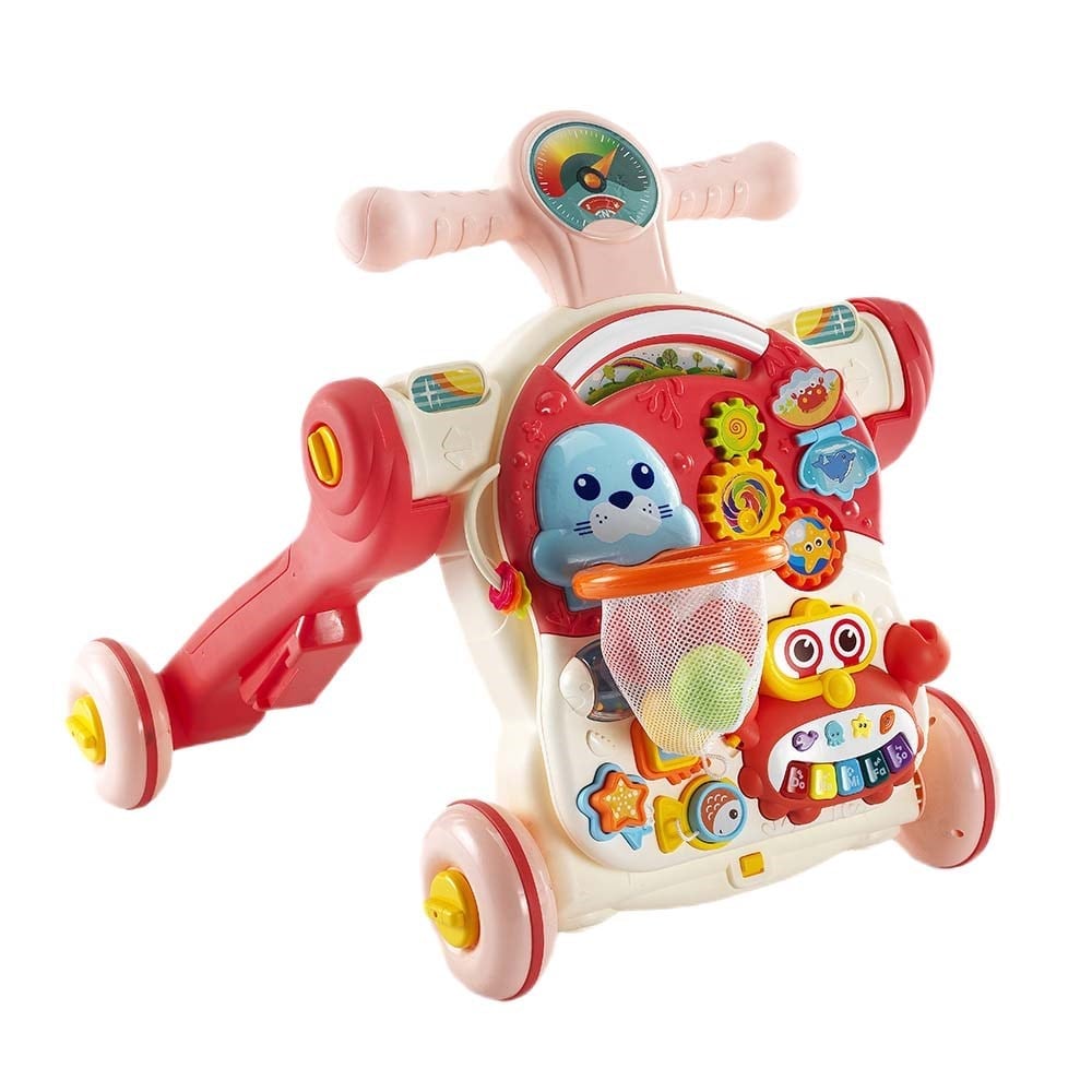 Baby2GoBaby 2 Go 4ü 1 Arada Pembe Aktivite Masası İlk Arabam Scooter Sesli Pilli