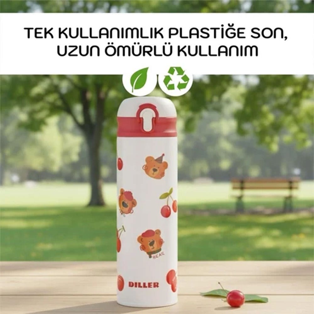 Vagon LifeVagonlife 480 Ml Ayıcık Desenli Paslanmaz Çelik Termos