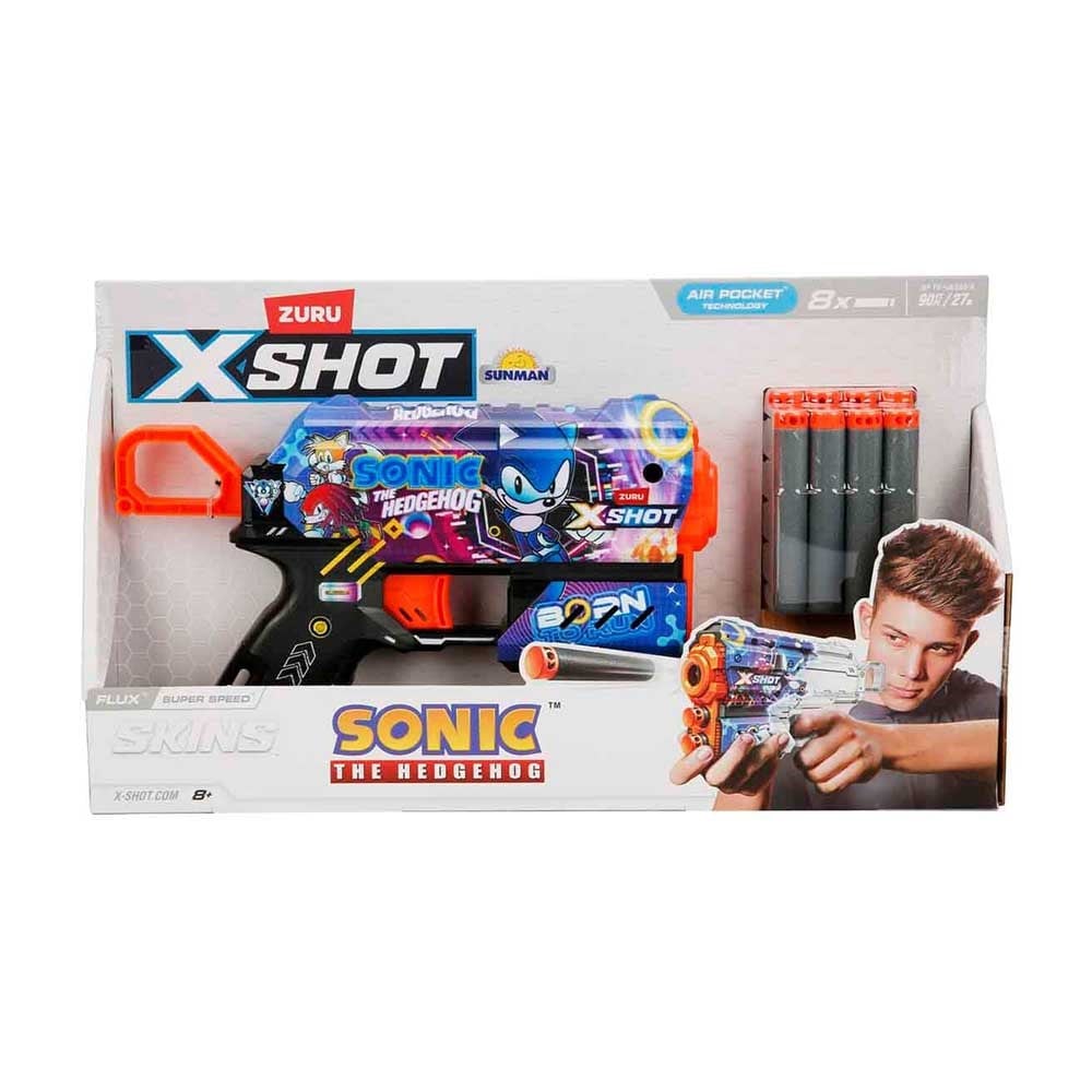 SunmanX-Shot Skins Flux Sonic The Hedgehog 8 Mermili Sünger Dart Atan Silah 21 cm