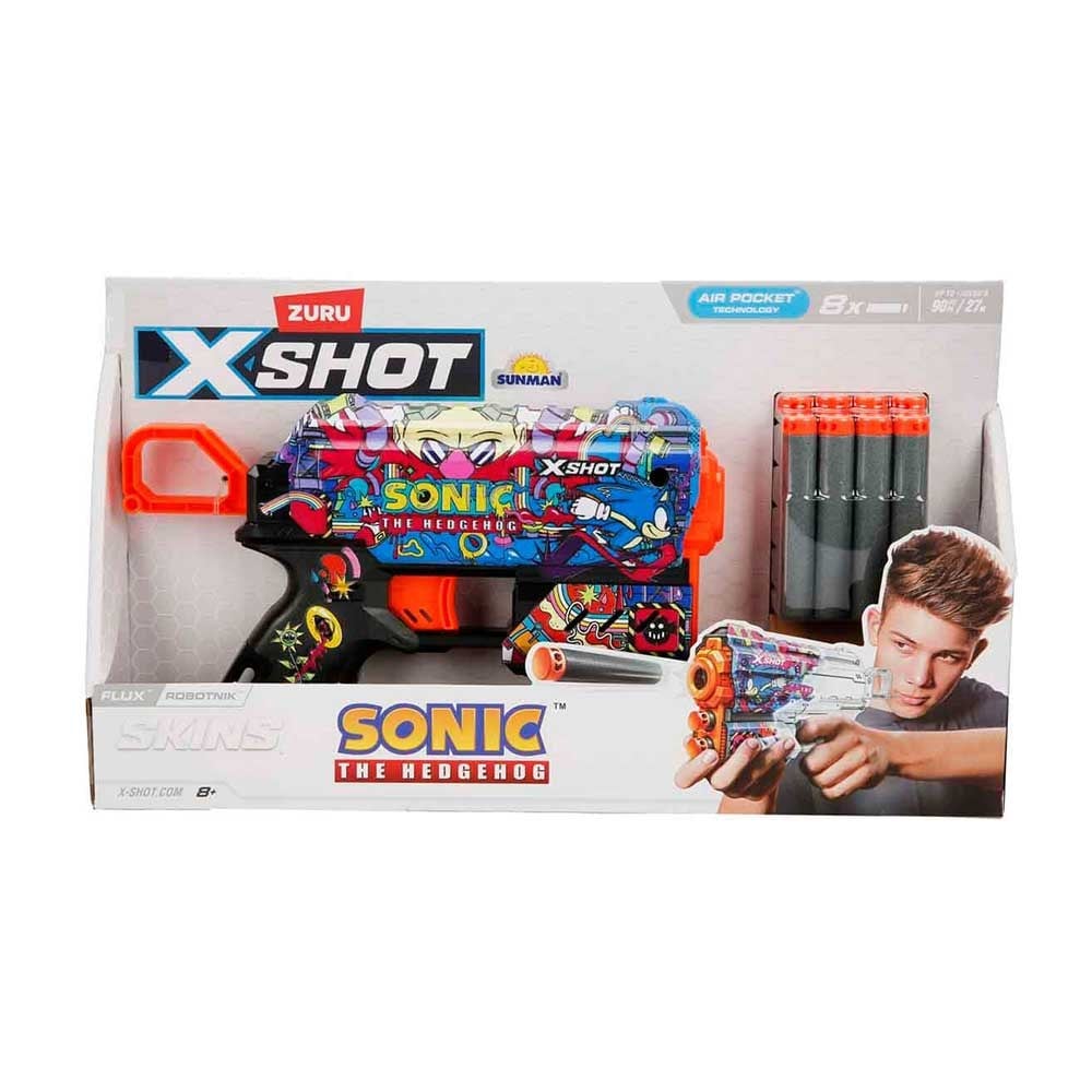 SunmanX-Shot Skins Flux Sonic The Hedgehog 8 Mermili Sünger Dart Atan Silah 21 cm