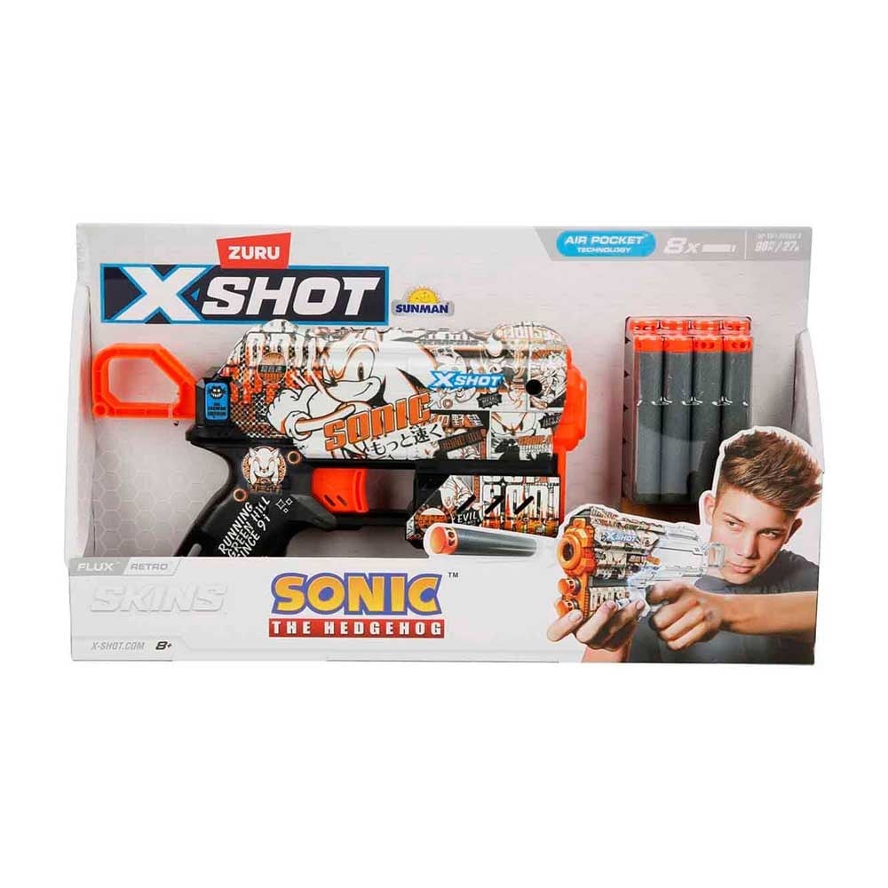 SunmanX-Shot Skins Flux Sonic The Hedgehog 8 Mermili Sünger Dart Atan Silah 21 cm