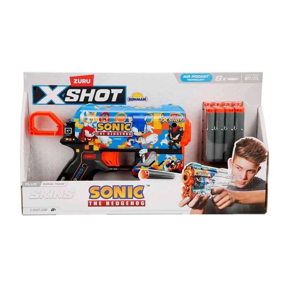SunmanX-Shot Skins Flux Sonic The Hedgehog 8 Mermili Sünger Dart Atan Silah 21 cm